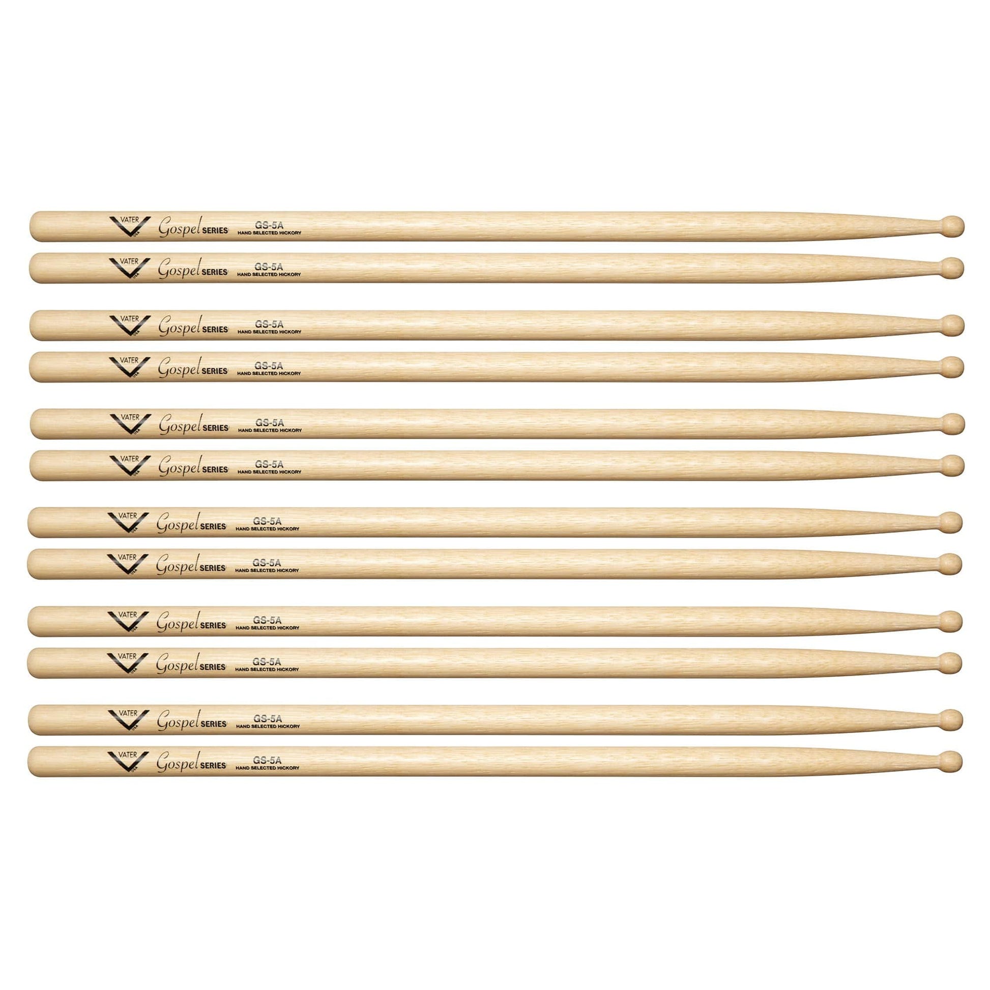 Vater Gospel 5A Wood Tip Drum Sticks (6 Pair Bundle) Drums and Percussion / Parts and Accessories / Drum Sticks and Mallets