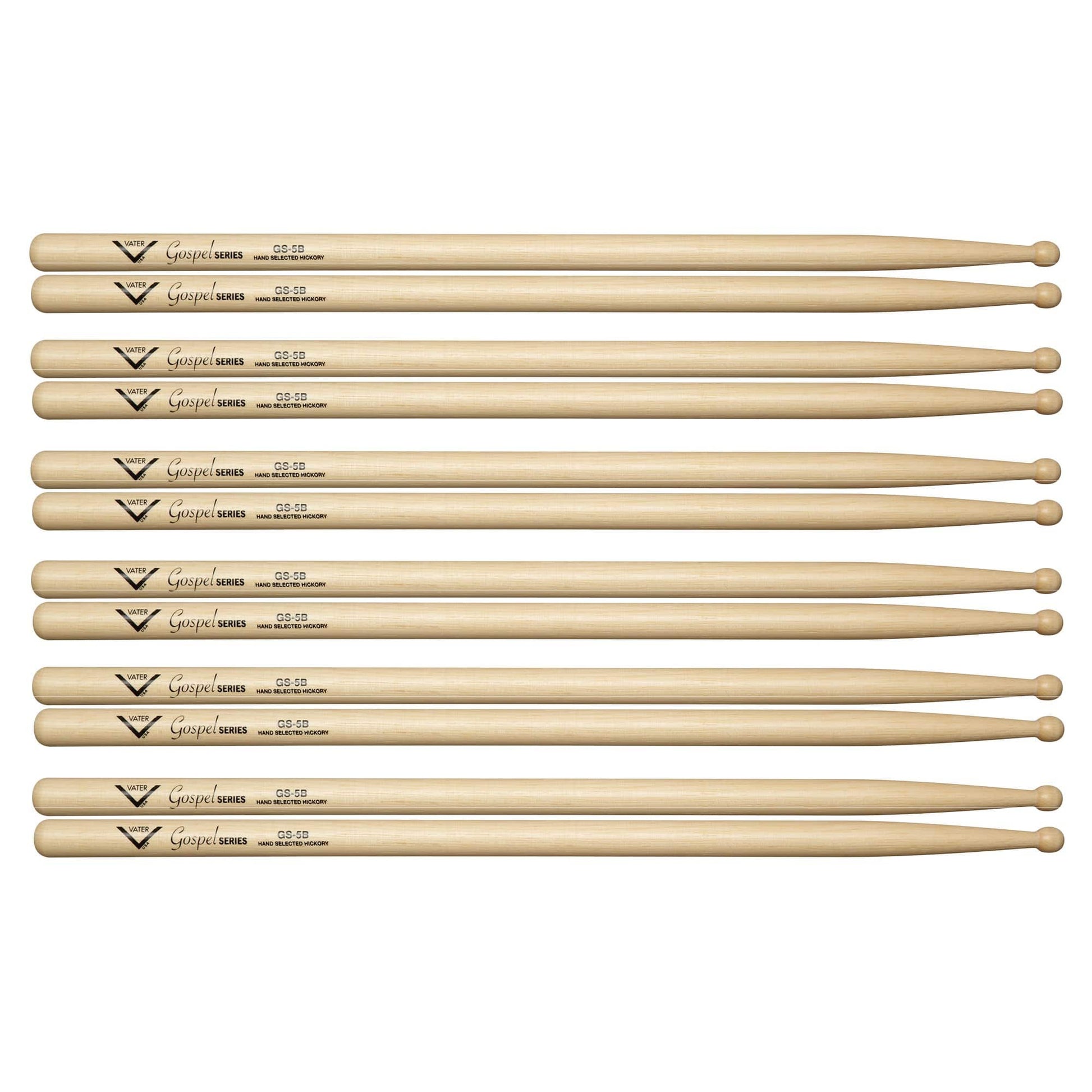 Vater Gospel 5B Wood Tip Drum Sticks (6 Pair Bundle) Drums and Percussion / Parts and Accessories / Drum Sticks and Mallets