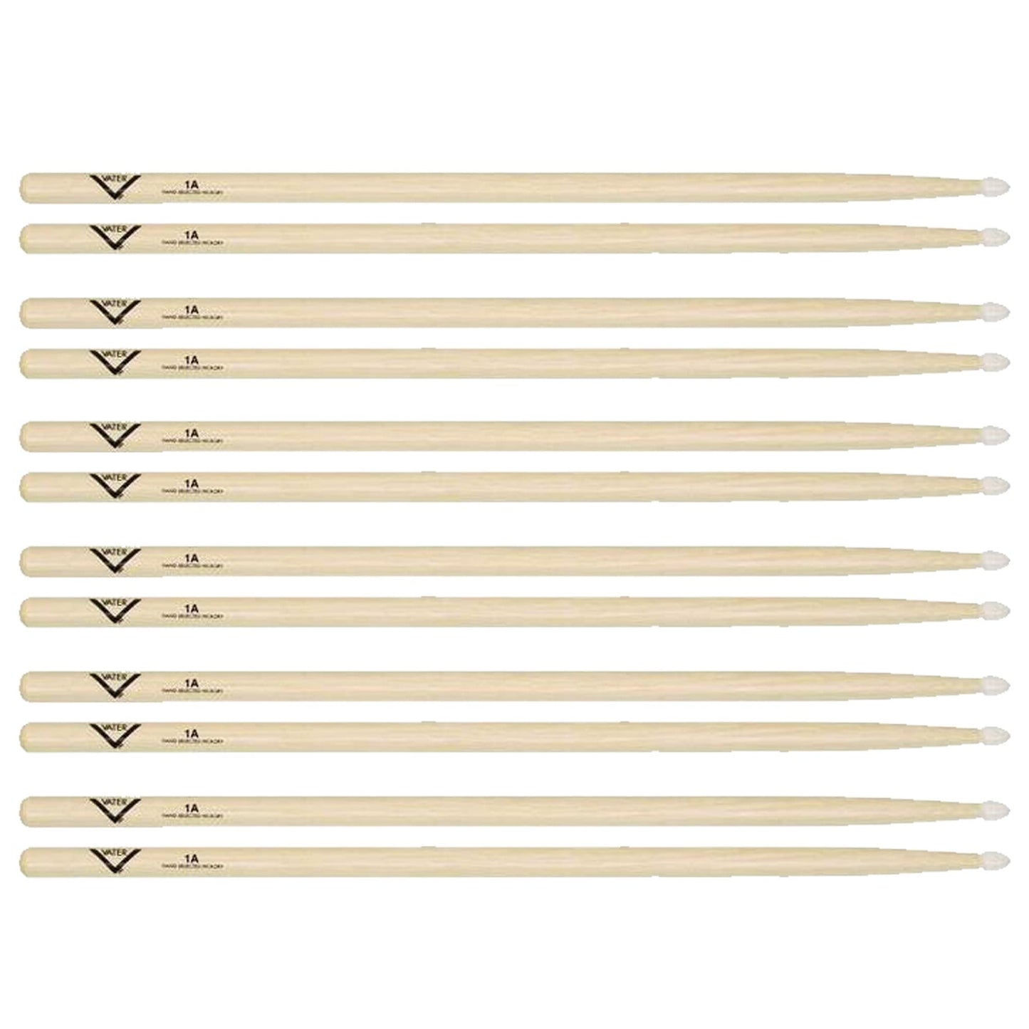 Vater Hickory 1A Nylon Tip Drum Sticks (6 Pair Bundle) Drums and Percussion / Parts and Accessories / Drum Sticks and Mallets