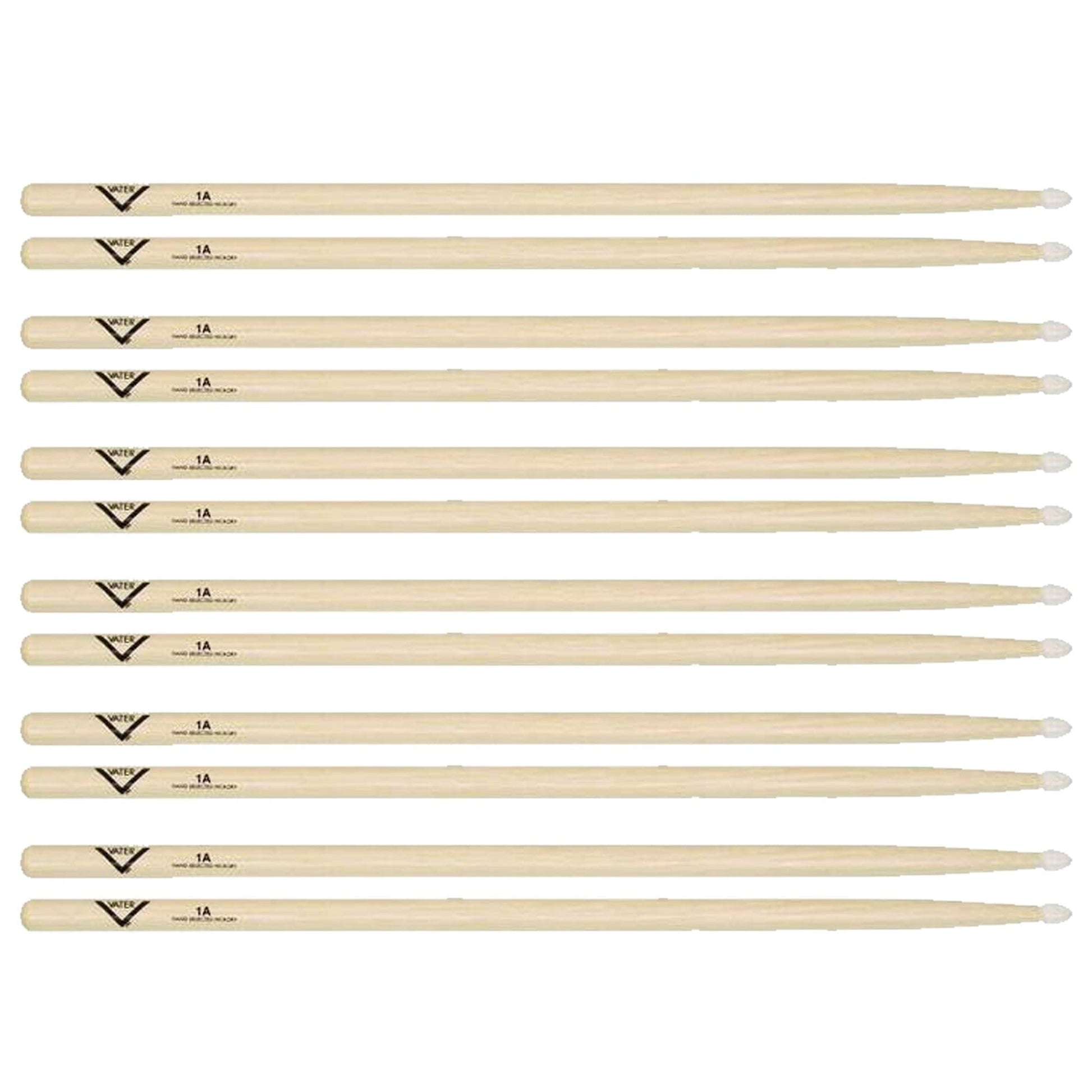 Vater Hickory 1A Nylon Tip Drum Sticks (6 Pair Bundle) Drums and Percussion / Parts and Accessories / Drum Sticks and Mallets