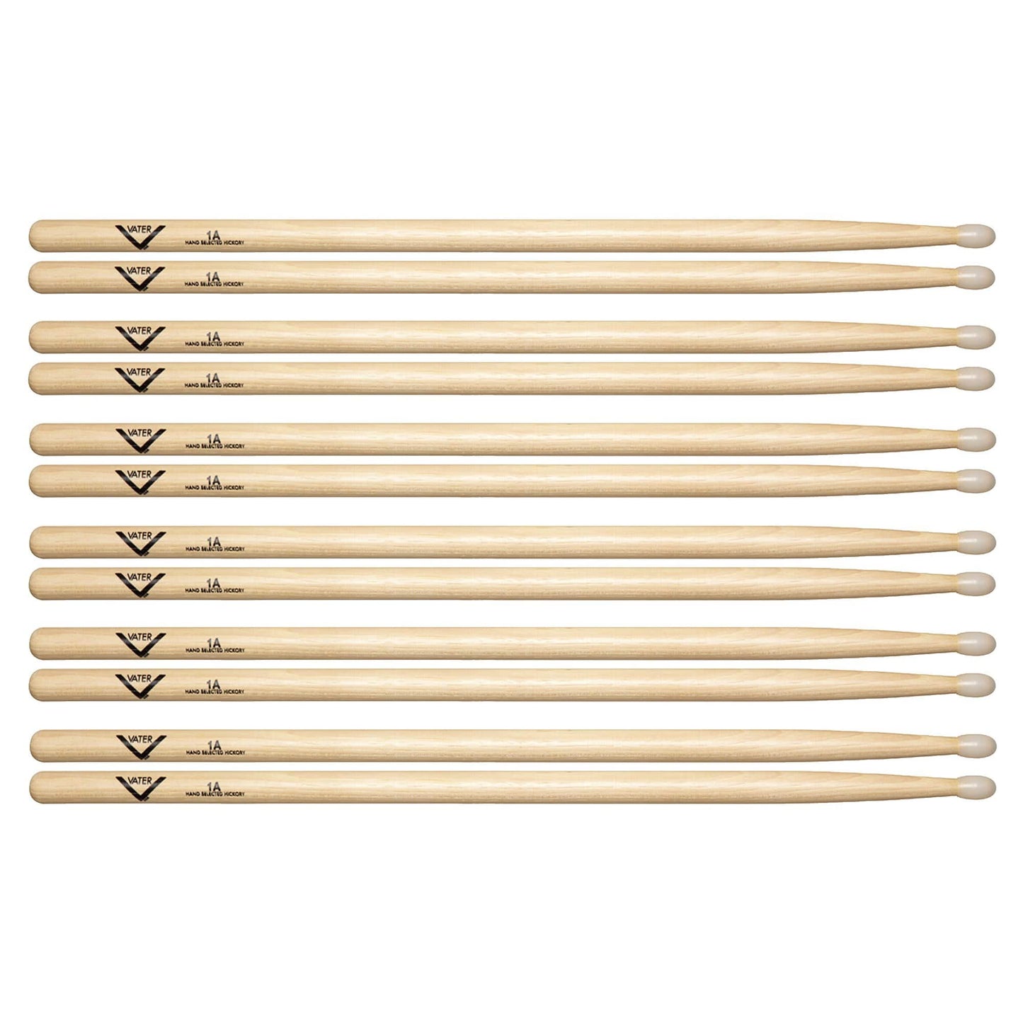 Vater Hickory 1A Nylon Tip Drum Sticks (6 Pair Bundle) Drums and Percussion / Parts and Accessories / Drum Sticks and Mallets