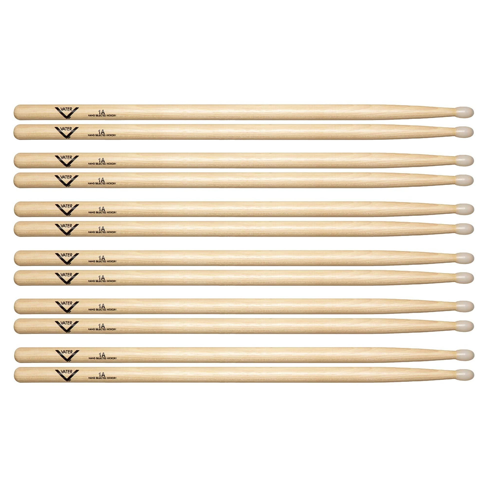 Vater Hickory 1A Nylon Tip Drum Sticks (6 Pair Bundle) Drums and Percussion / Parts and Accessories / Drum Sticks and Mallets