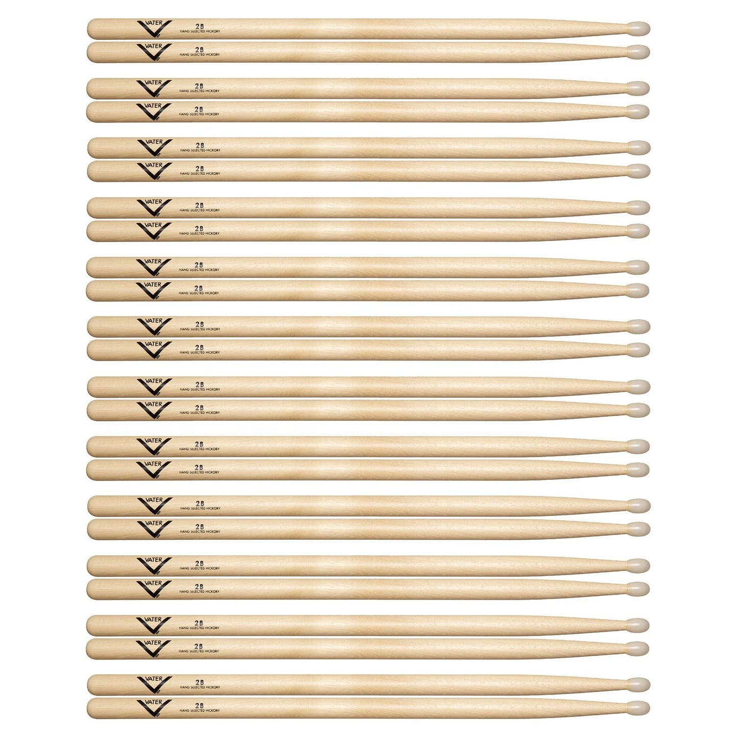 Vater Hickory 2B Nylon Tip Drum Sticks (12 Pair Bundle) Drums and Percussion / Parts and Accessories / Drum Sticks and Mallets