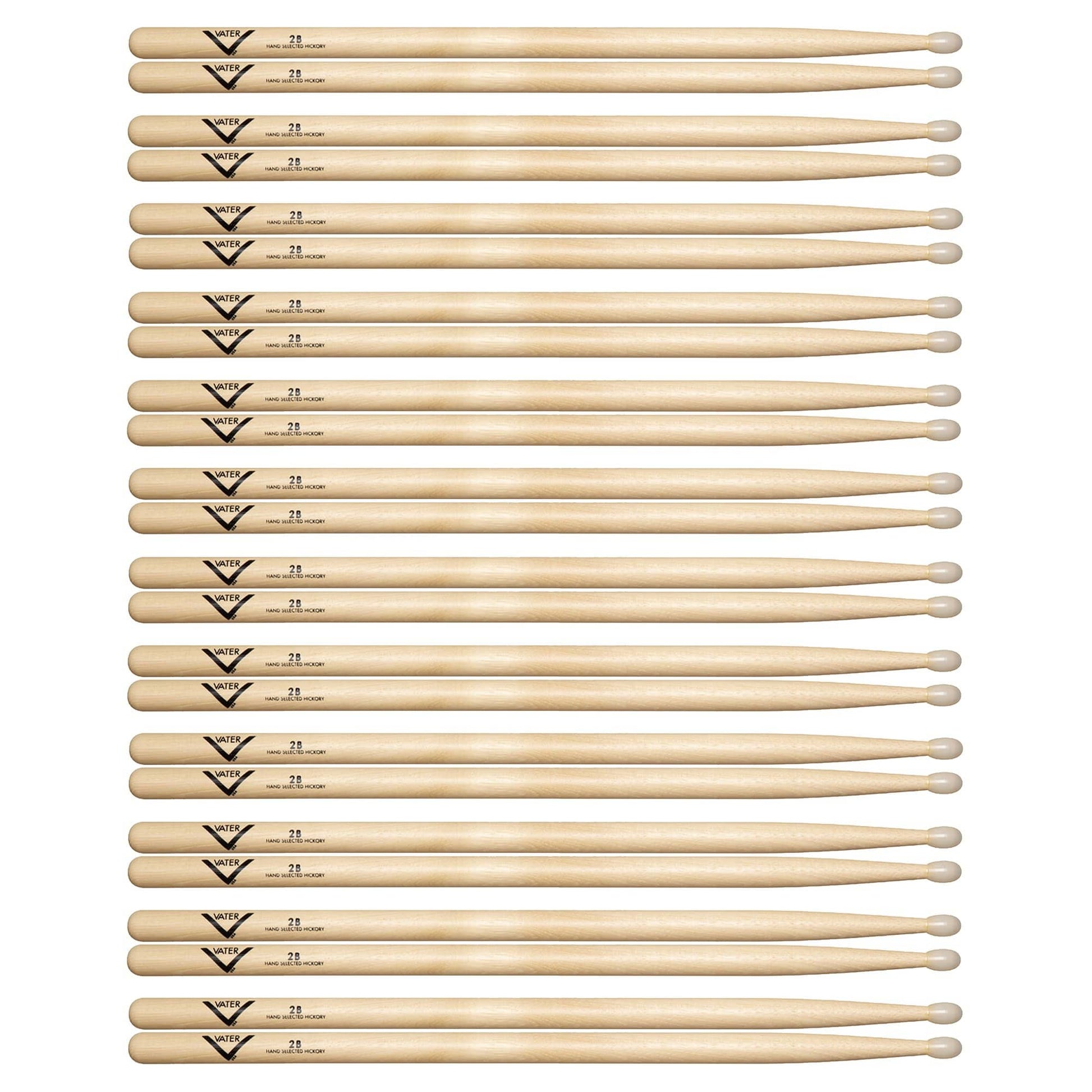 Vater Hickory 2B Nylon Tip Drum Sticks (12 Pair Bundle) Drums and Percussion / Parts and Accessories / Drum Sticks and Mallets