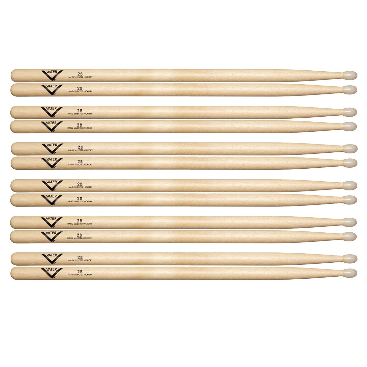 Vater Hickory 2B Nylon Tip Drum Sticks (6 Pair Bundle) Drums and Percussion / Parts and Accessories / Drum Sticks and Mallets