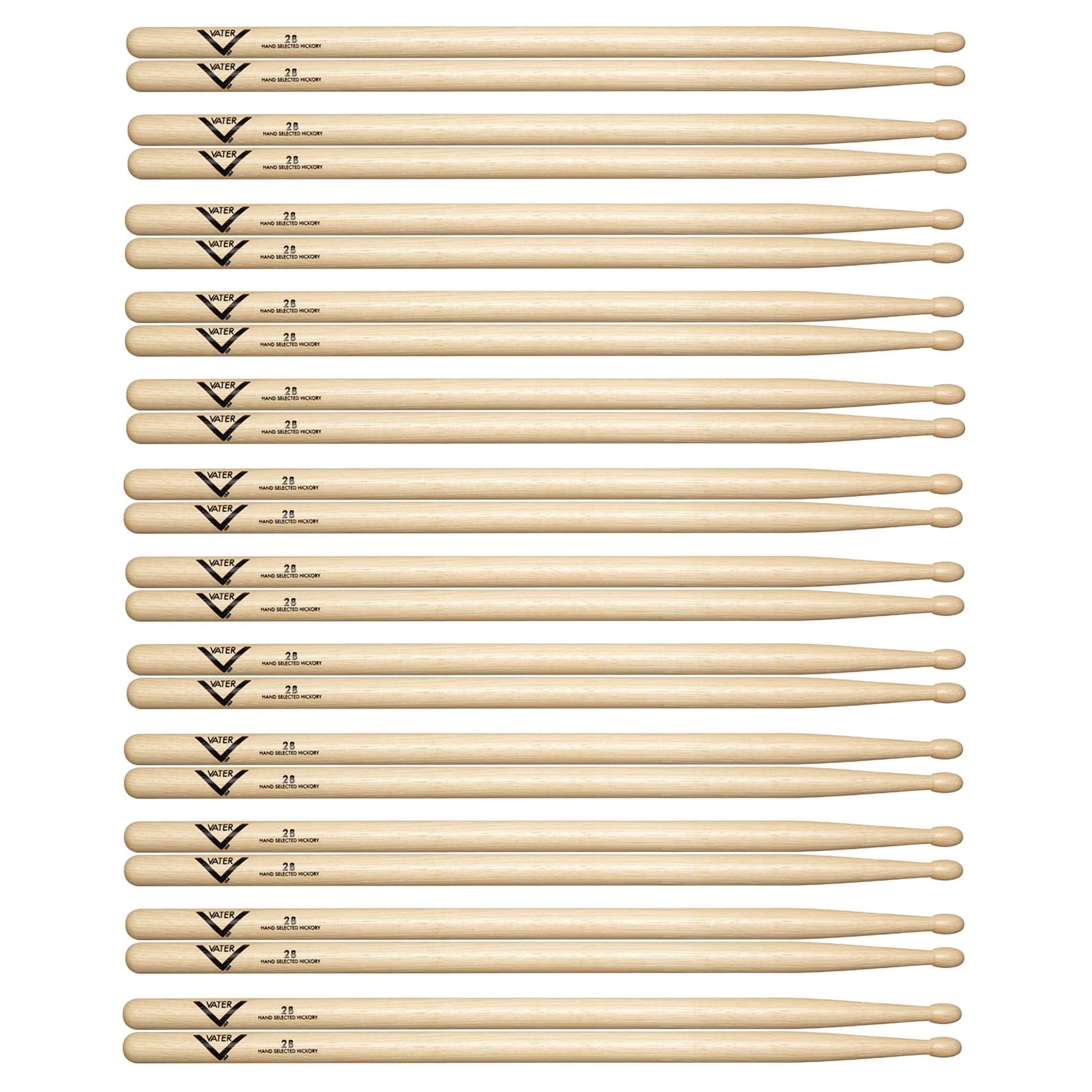 Vater Hickory 2B Wood Tip Drum Sticks (12 Pair Bundle) Drums and Percussion / Parts and Accessories / Drum Sticks and Mallets