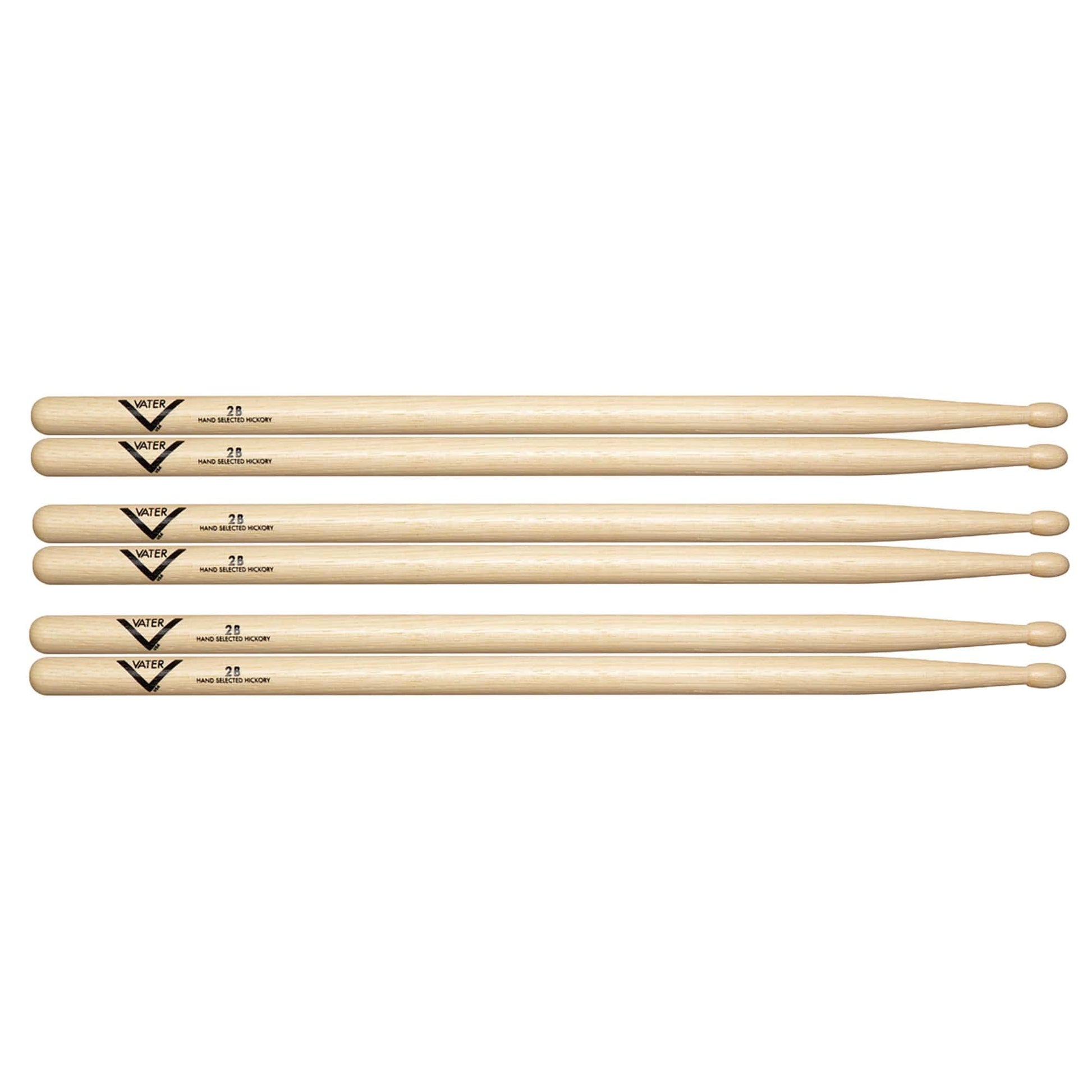 Vater Hickory 2B Wood Tip Drum Sticks (3 Pair Bundle) Drums and Percussion / Parts and Accessories / Drum Sticks and Mallets