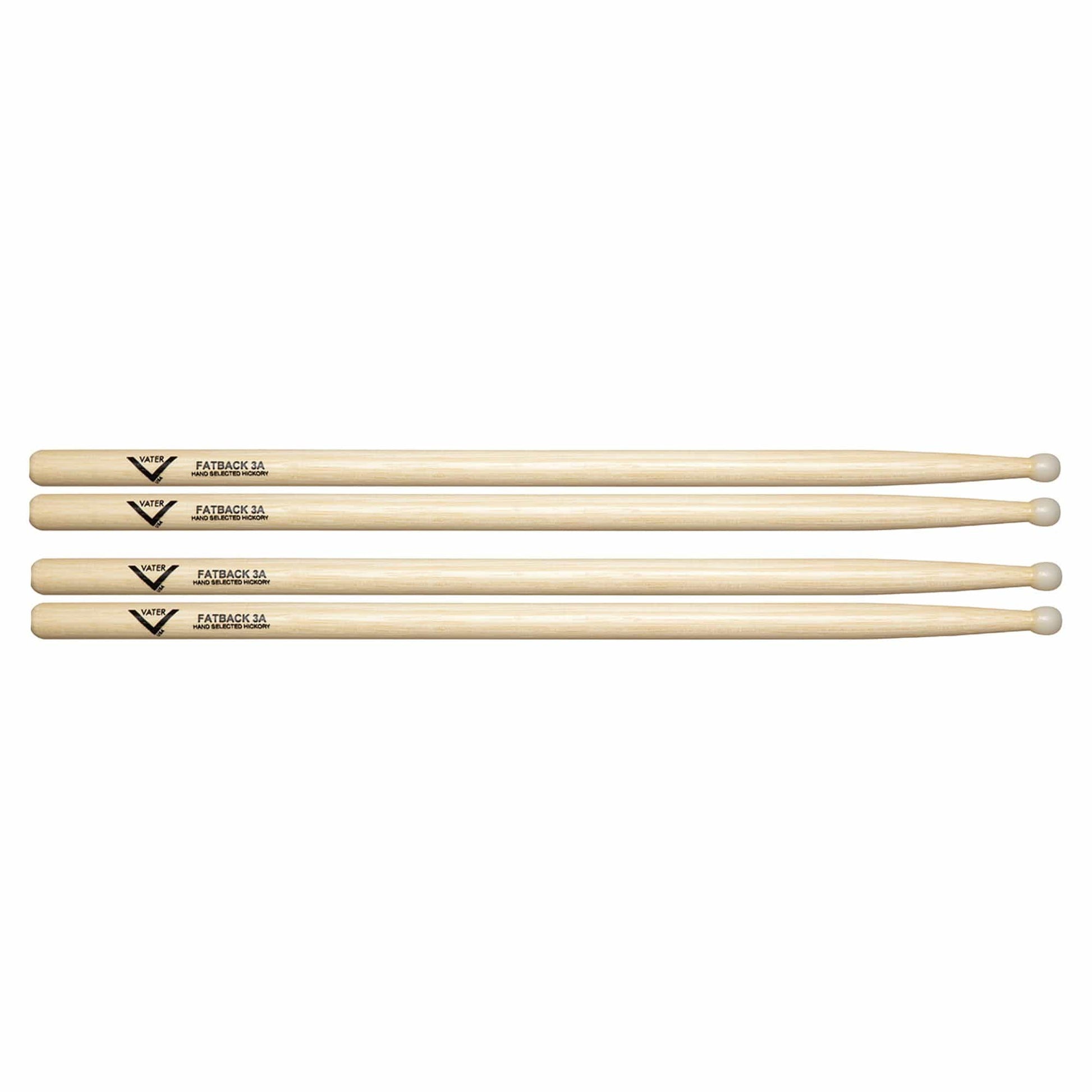 Vater Hickory 3A Fatback Nylon Tip Drum Sticks (2 Pair Bundle) Drums and Percussion / Parts and Accessories / Drum Sticks and Mallets
