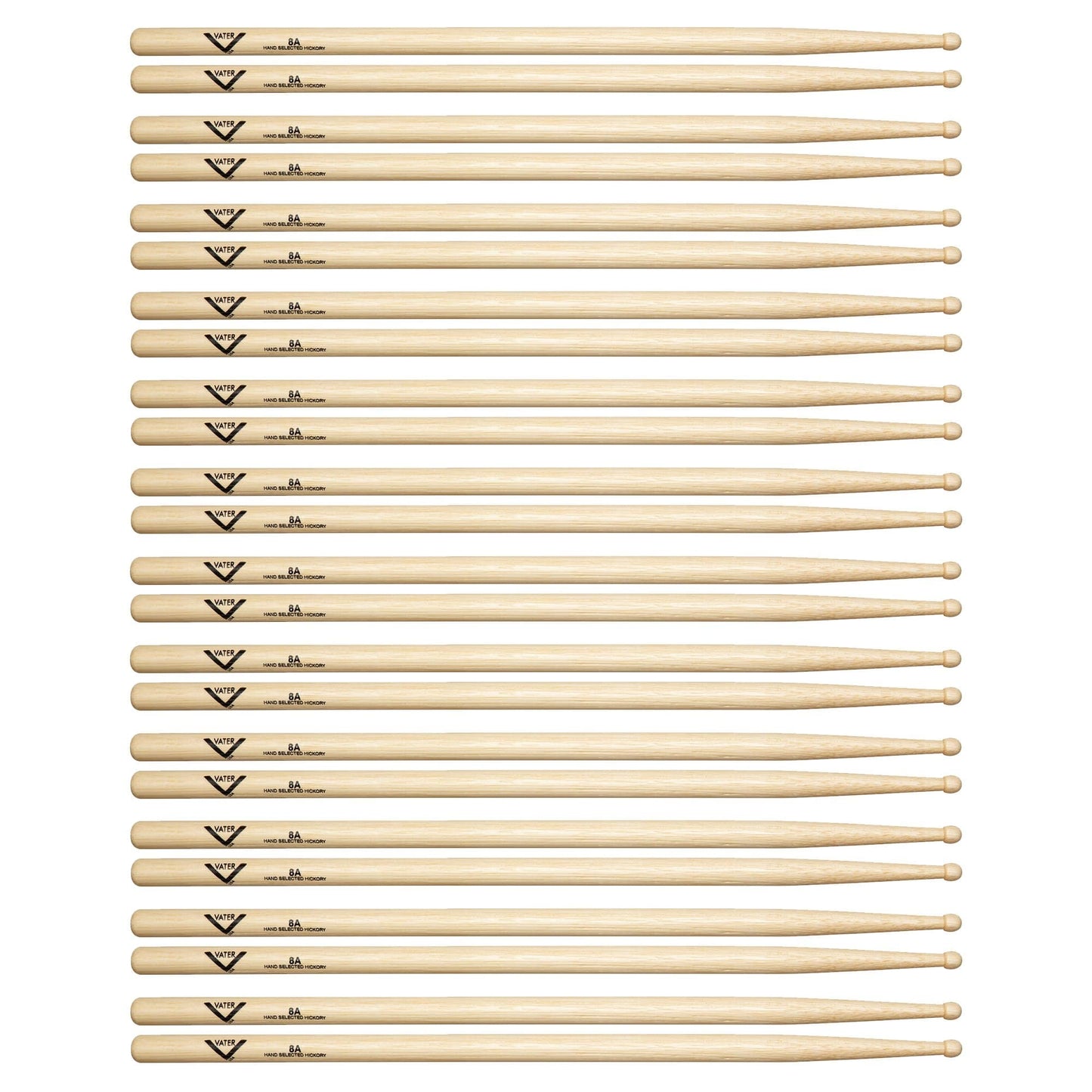 Vater Hickory 8A Wood Tip Drum Sticks (12 Pair Bundle) Drums and Percussion / Parts and Accessories / Drum Sticks and Mallets