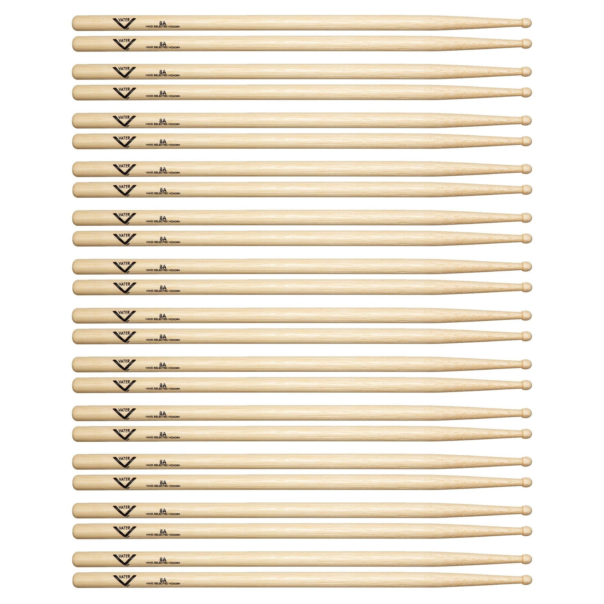 Vater Hickory 8A Wood Tip Drum Sticks (12 Pair Bundle) Drums and Percussion / Parts and Accessories / Drum Sticks and Mallets