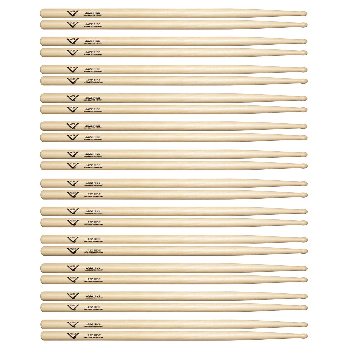 Vater Hickory Jazz Ride Wood Tip Drum Sticks (12 Pair Bundle) Drums and Percussion / Parts and Accessories / Drum Sticks and Mallets