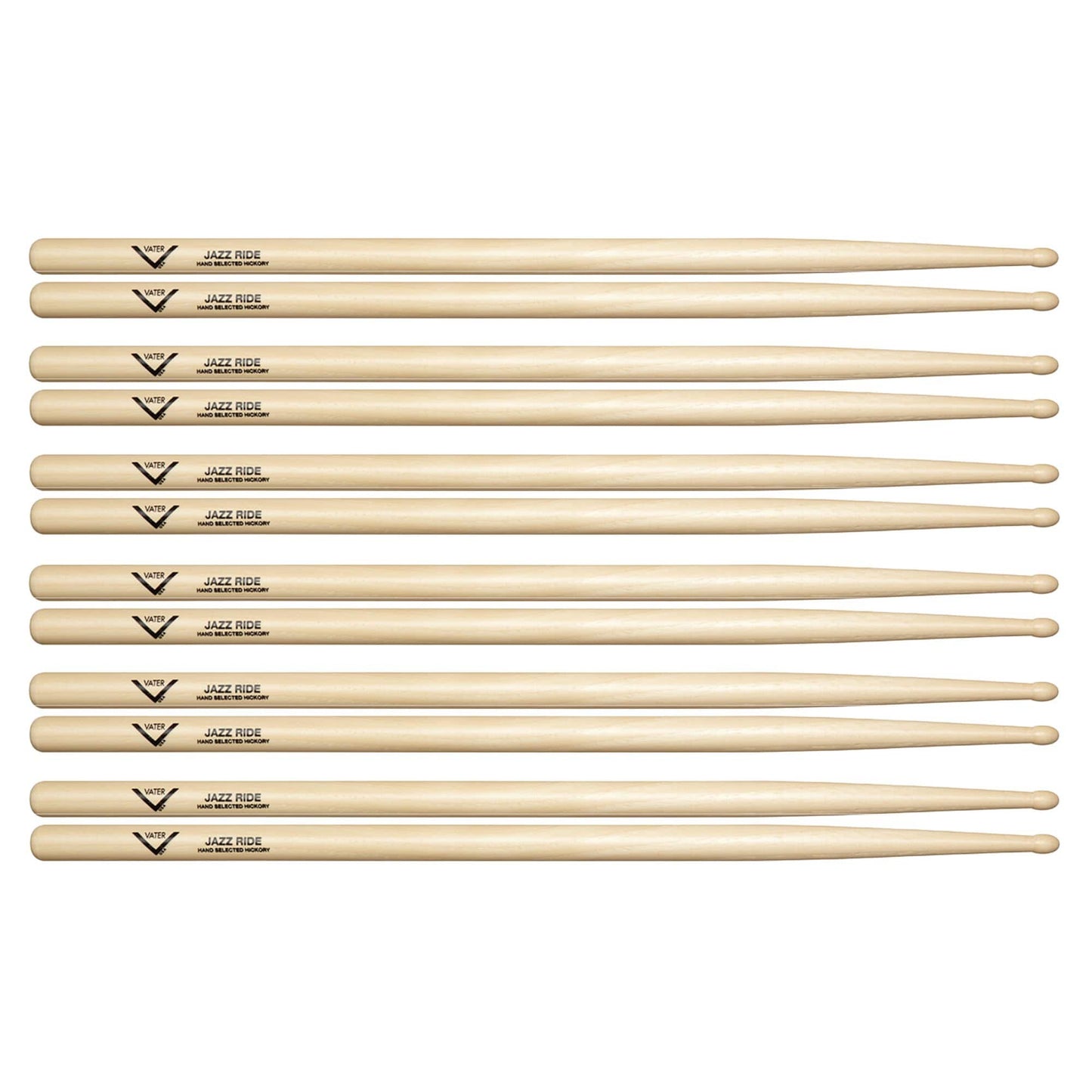 Vater Hickory Jazz Ride Wood Tip Drum Sticks (6 Pair Bundle) Drums and Percussion / Parts and Accessories / Drum Sticks and Mallets