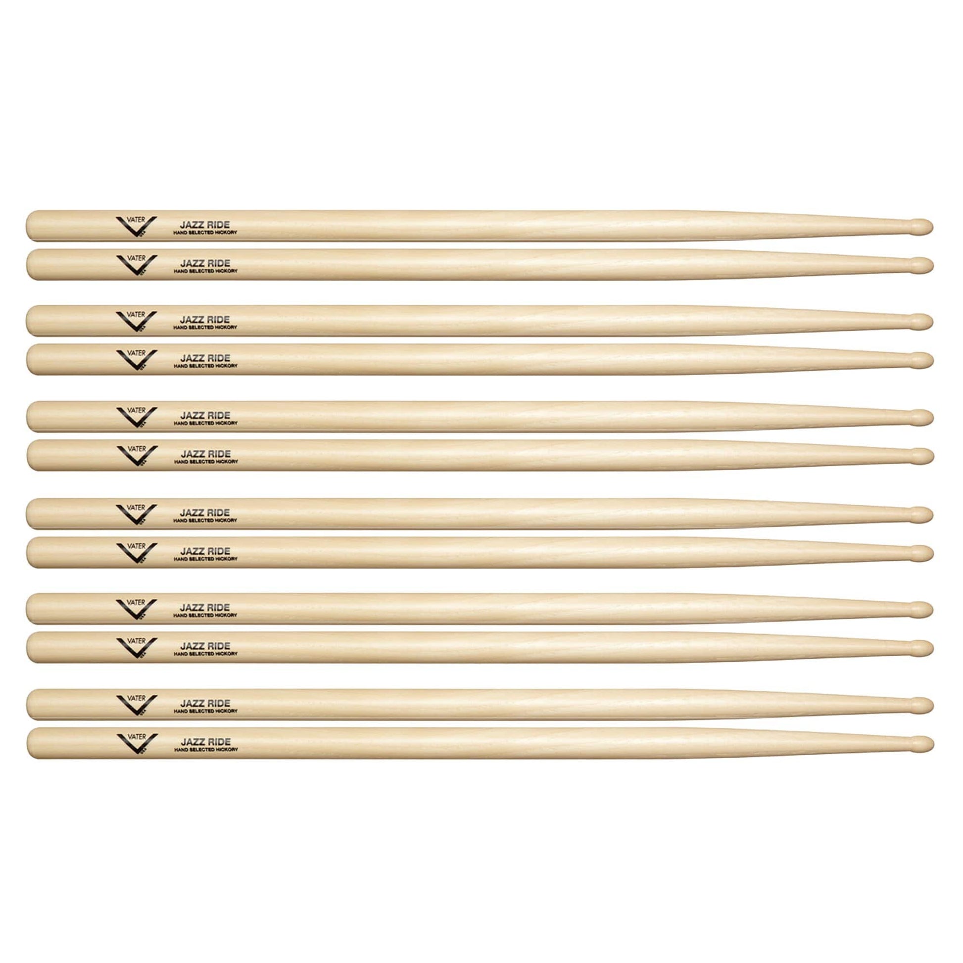 Vater Hickory Jazz Ride Wood Tip Drum Sticks (6 Pair Bundle) Drums and Percussion / Parts and Accessories / Drum Sticks and Mallets