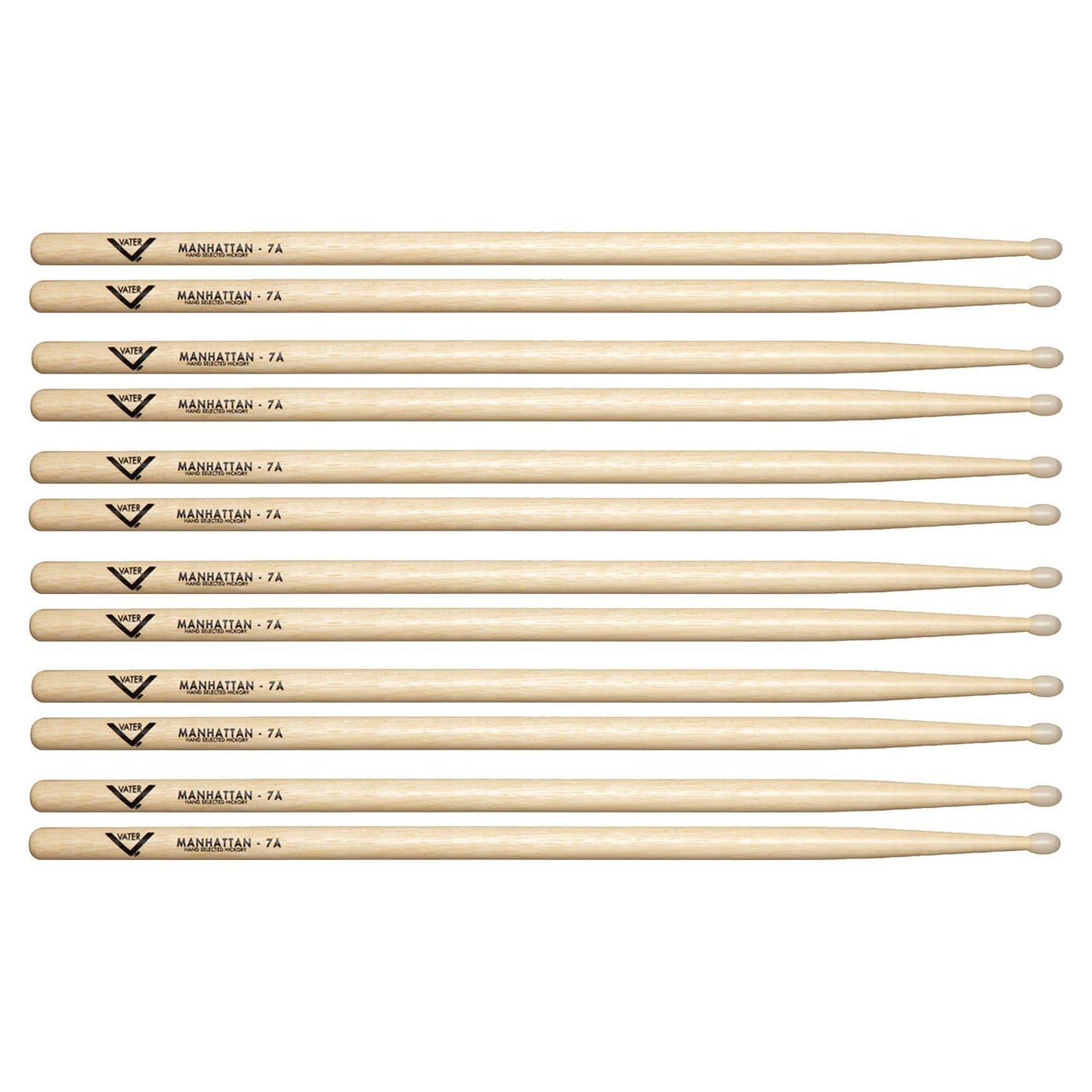 Vater Hickory Manhattan 7A Nylon Tip Drum Sticks (6 Pair Bundle) Drums and Percussion / Parts and Accessories / Drum Sticks and Mallets