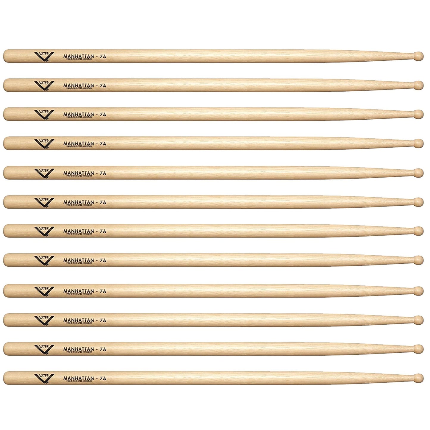 Vater Hickory Manhattan 7A Wood Tip Drum Sticks (6 Pair Bundle) Drums and Percussion / Parts and Accessories / Drum Sticks and Mallets