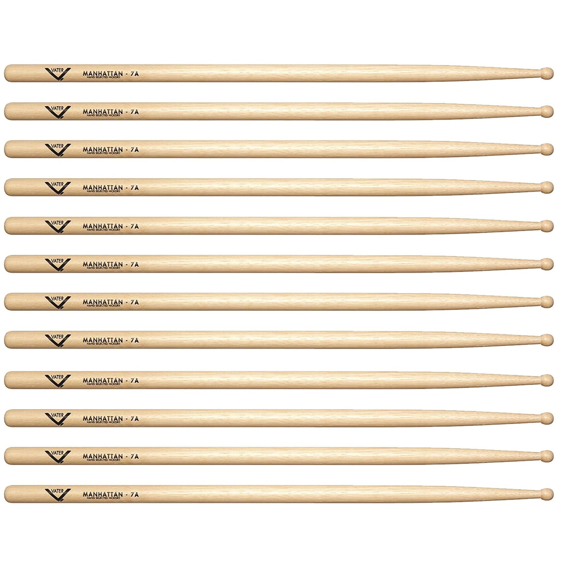 Vater Hickory Manhattan 7A Wood Tip Drum Sticks (6 Pair Bundle) Drums and Percussion / Parts and Accessories / Drum Sticks and Mallets