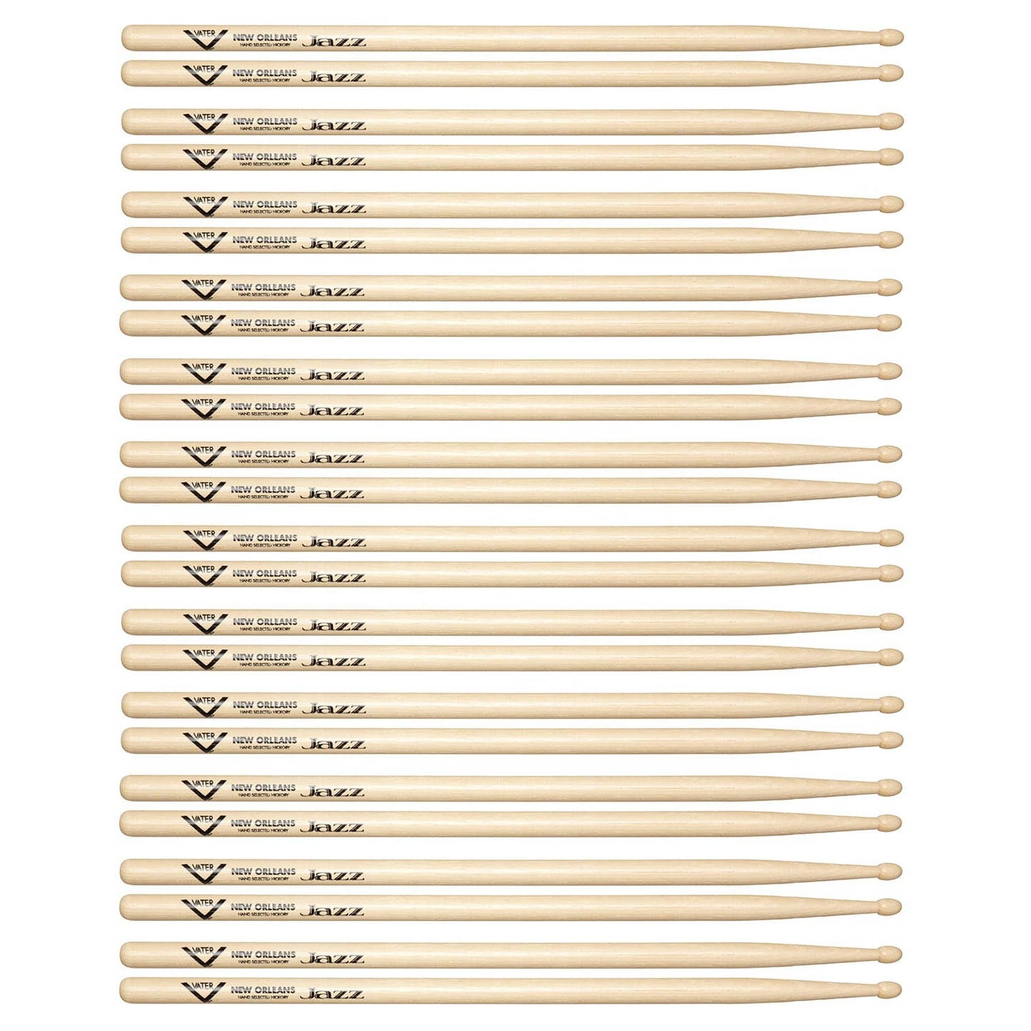 Vater Hickory New Orleans Jazz Wood Tip Drum Sticks (12 Pair Bundle) Drums and Percussion / Parts and Accessories / Drum Sticks and Mallets