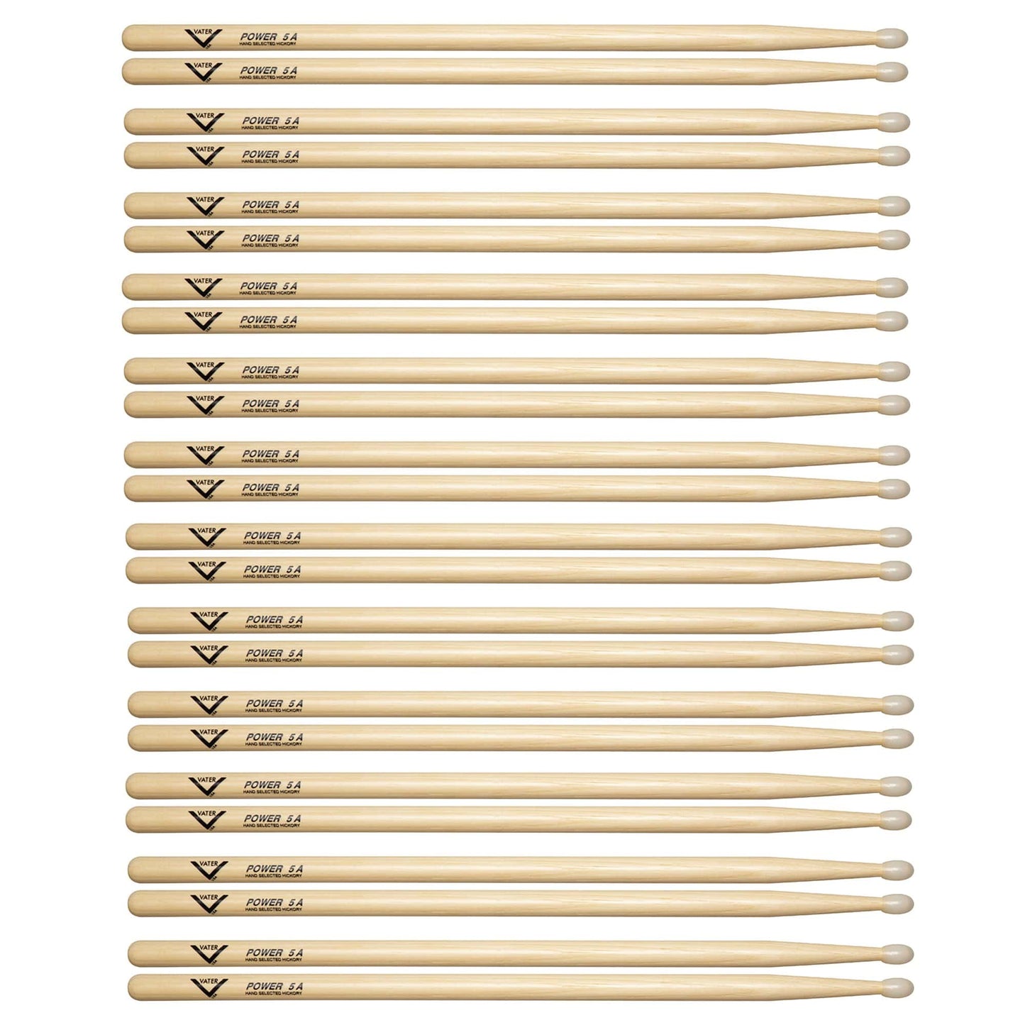 Vater Hickory Power 5A Nylon Tip Drum Sticks (12 Pair Bundle) Drums and Percussion / Parts and Accessories / Drum Sticks and Mallets