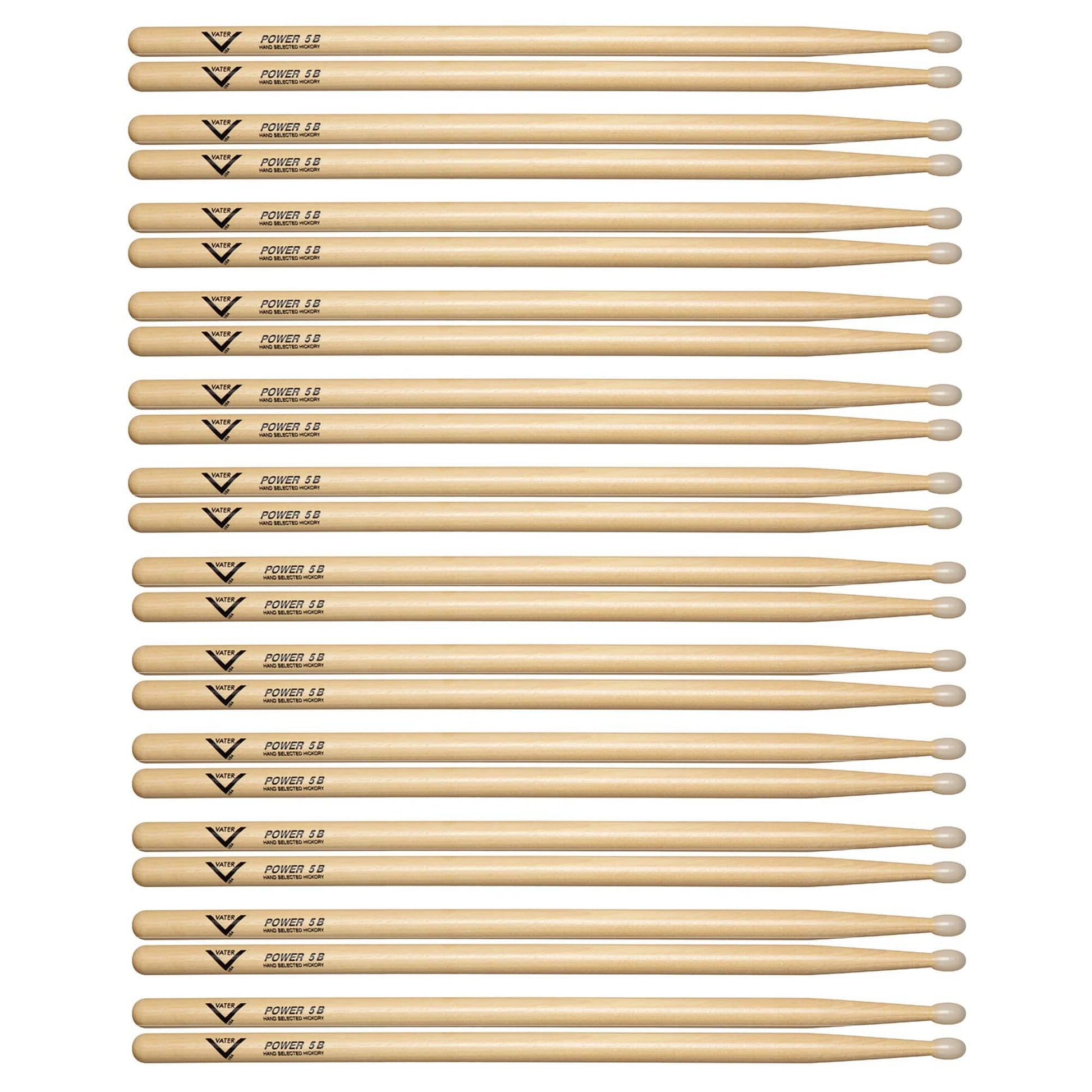 Vater Hickory Power 5B Nylon Tip Drum Sticks (12 Pair Bundle) Drums and Percussion / Parts and Accessories / Drum Sticks and Mallets