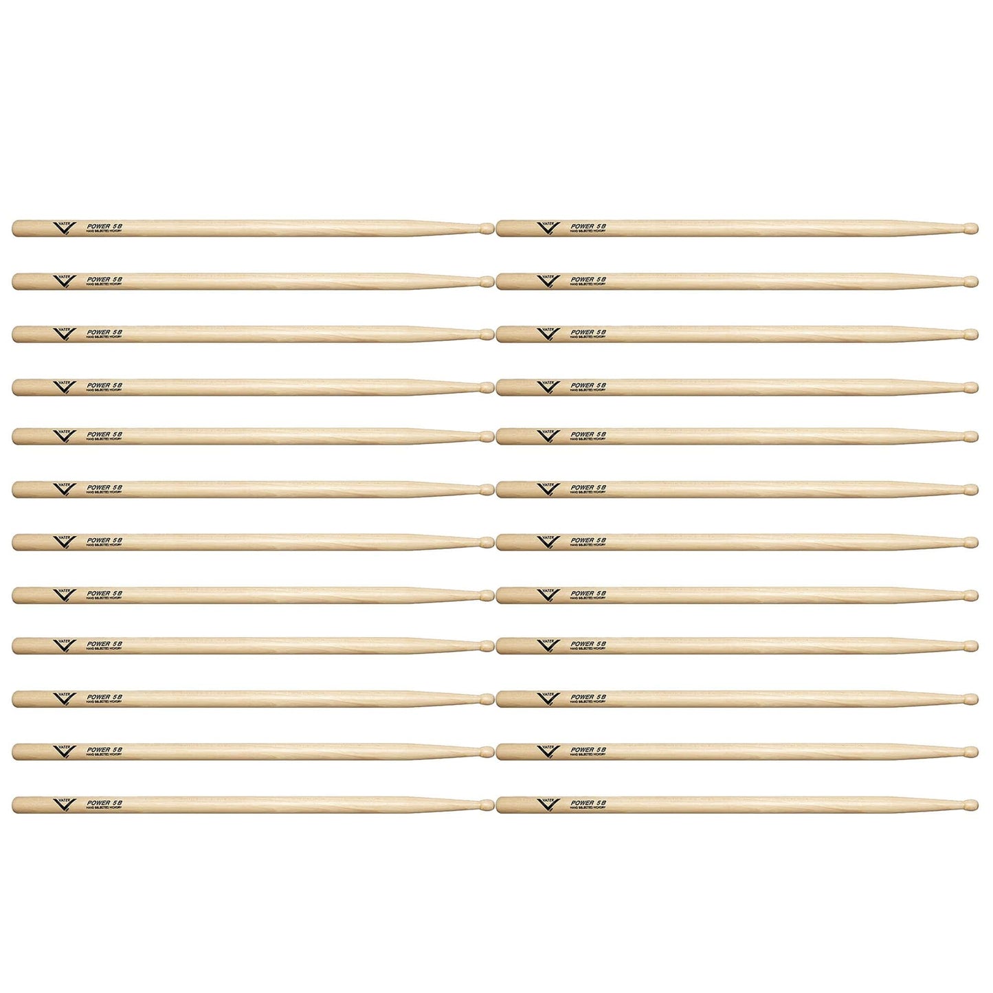 Vater Hickory Power 5B Wood Tip Drum Sticks (12 Pair Bundle) Drums and Percussion / Parts and Accessories / Drum Sticks and Mallets
