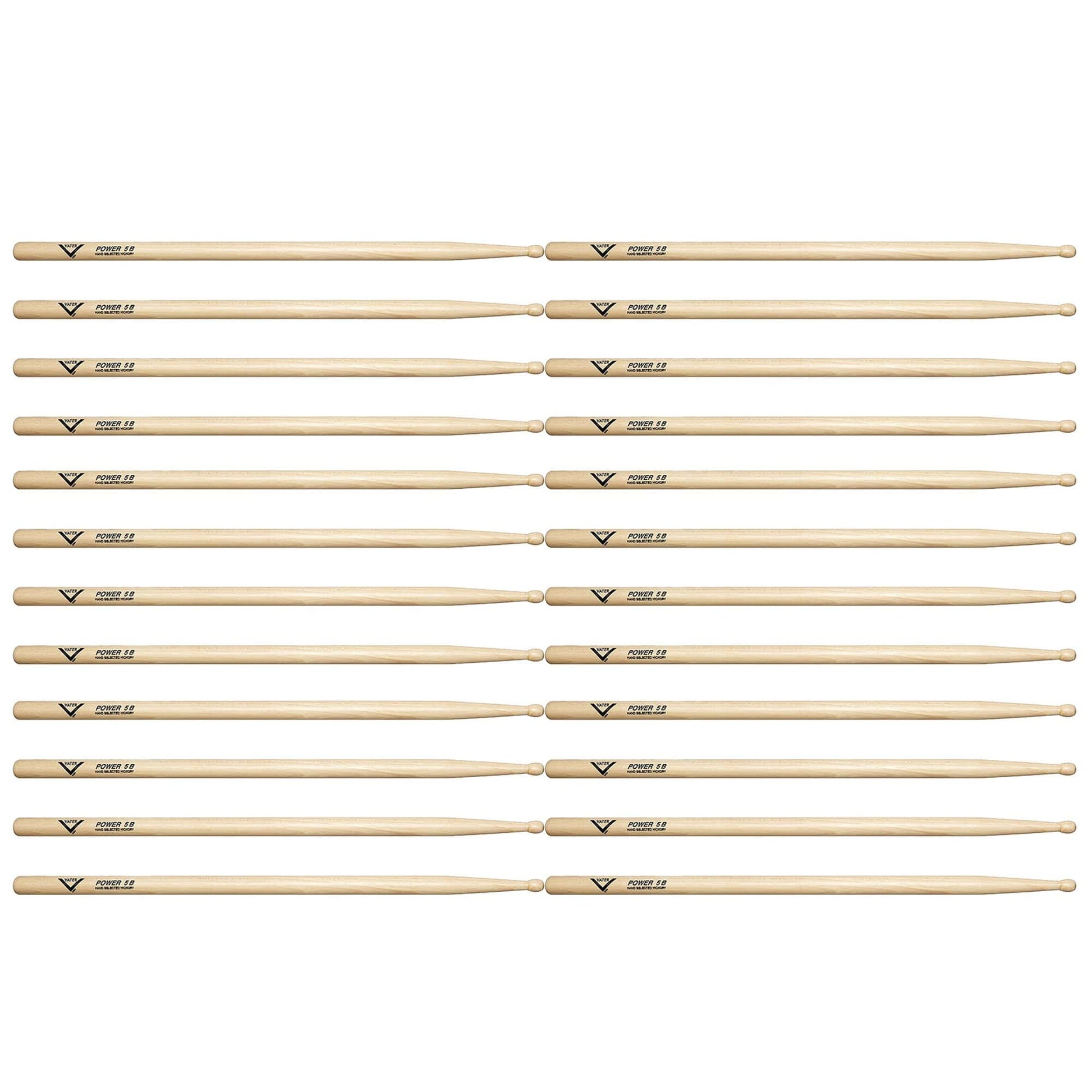 Vater Hickory Power 5B Wood Tip Drum Sticks (12 Pair Bundle) Drums and Percussion / Parts and Accessories / Drum Sticks and Mallets