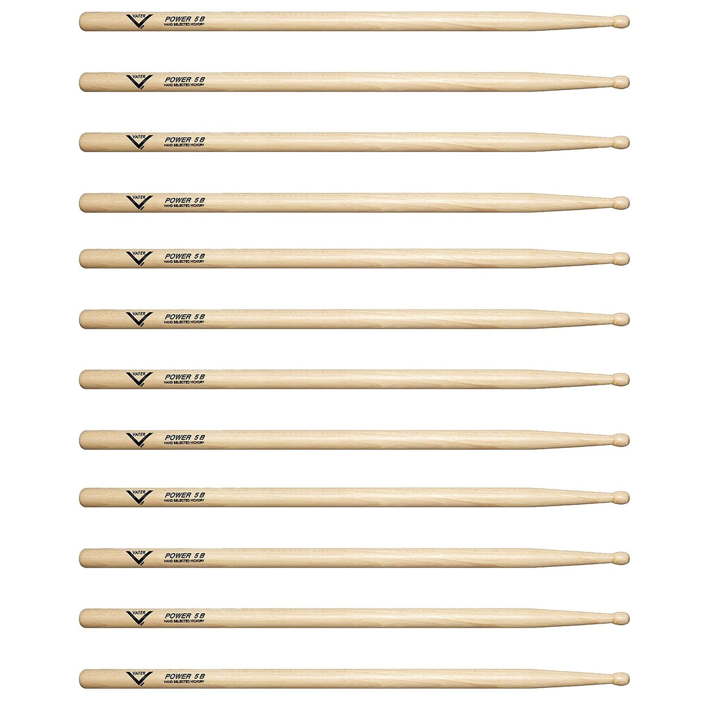 Vater Hickory Power 5B Wood Tip Drum Sticks (6 Pair Bundle) Drums and Percussion / Parts and Accessories / Drum Sticks and Mallets