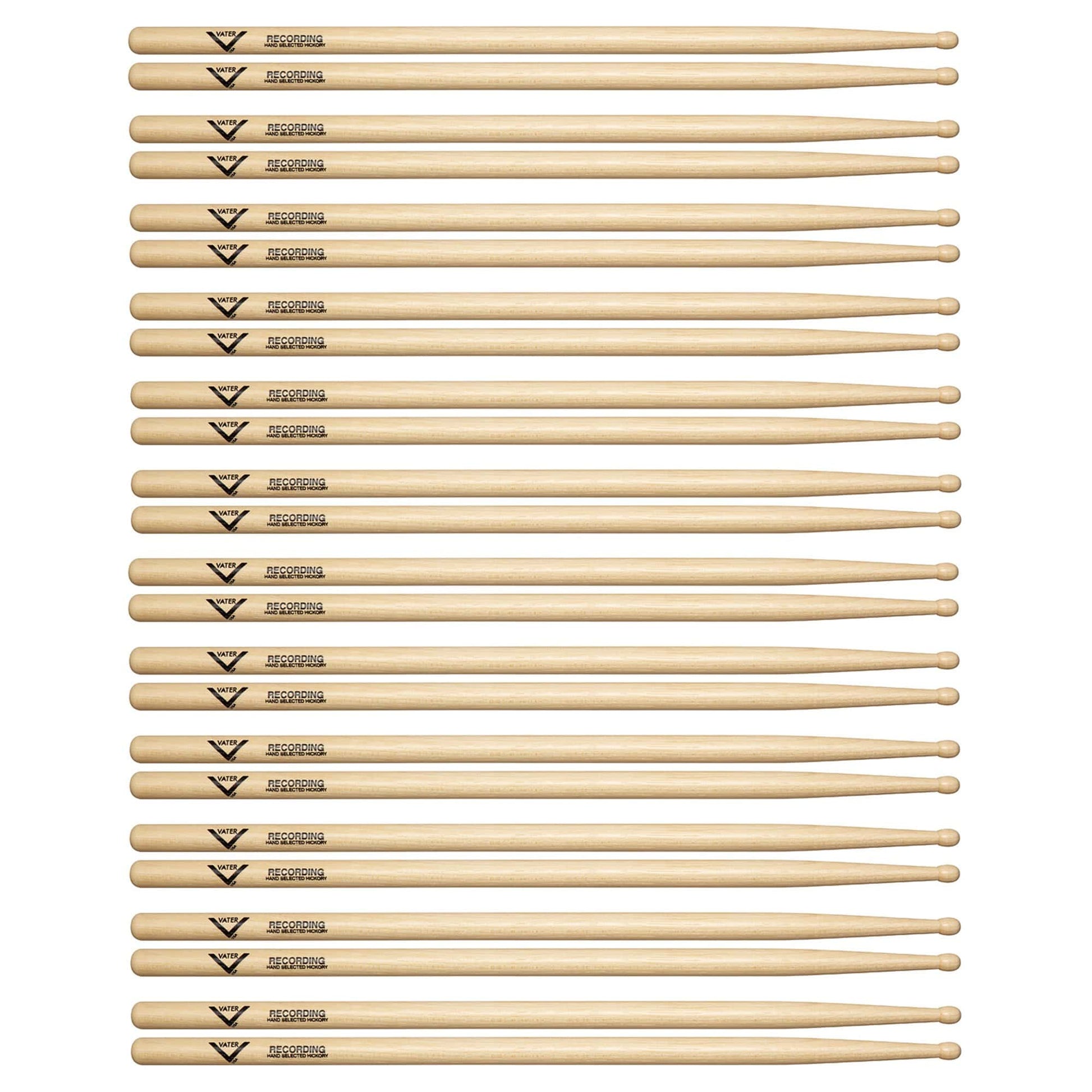 Vater Hickory Recording Wood Tip Drum Sticks (12 Pair Bundle) Drums and Percussion / Parts and Accessories / Drum Sticks and Mallets