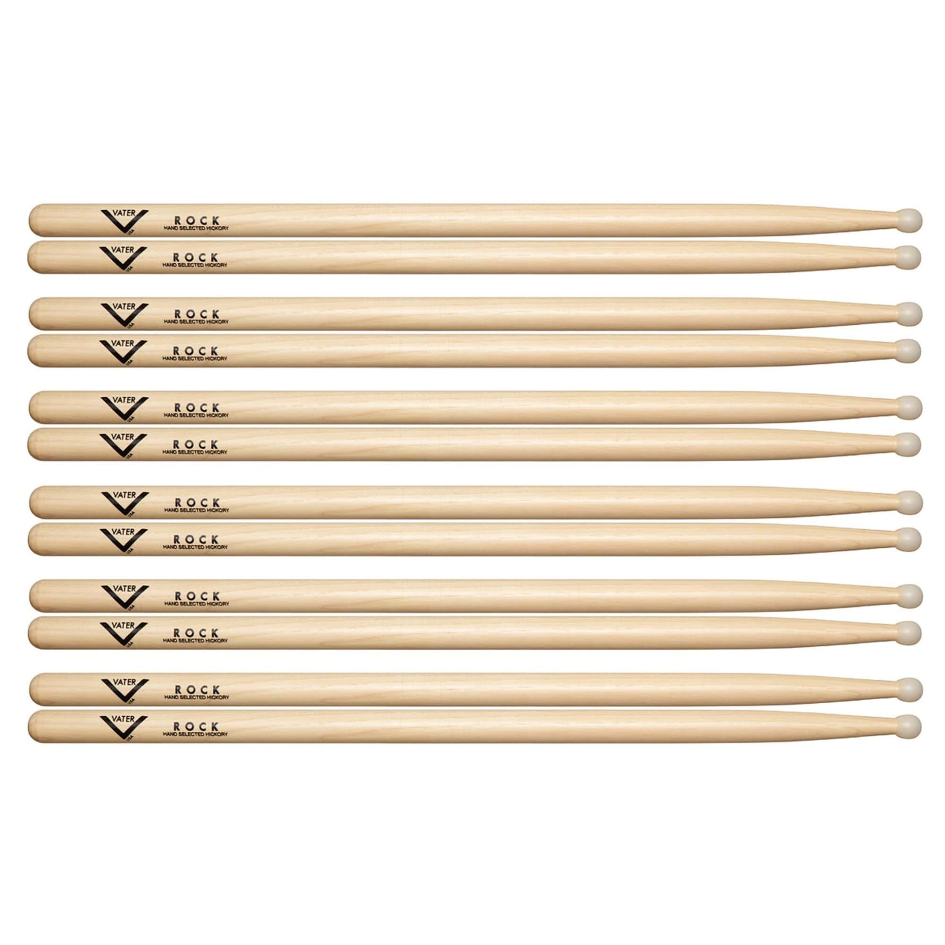 Vater Hickory Rock Nylon Tip Drum Sticks (6 Pair Bundle) Drums and Percussion / Parts and Accessories / Drum Sticks and Mallets