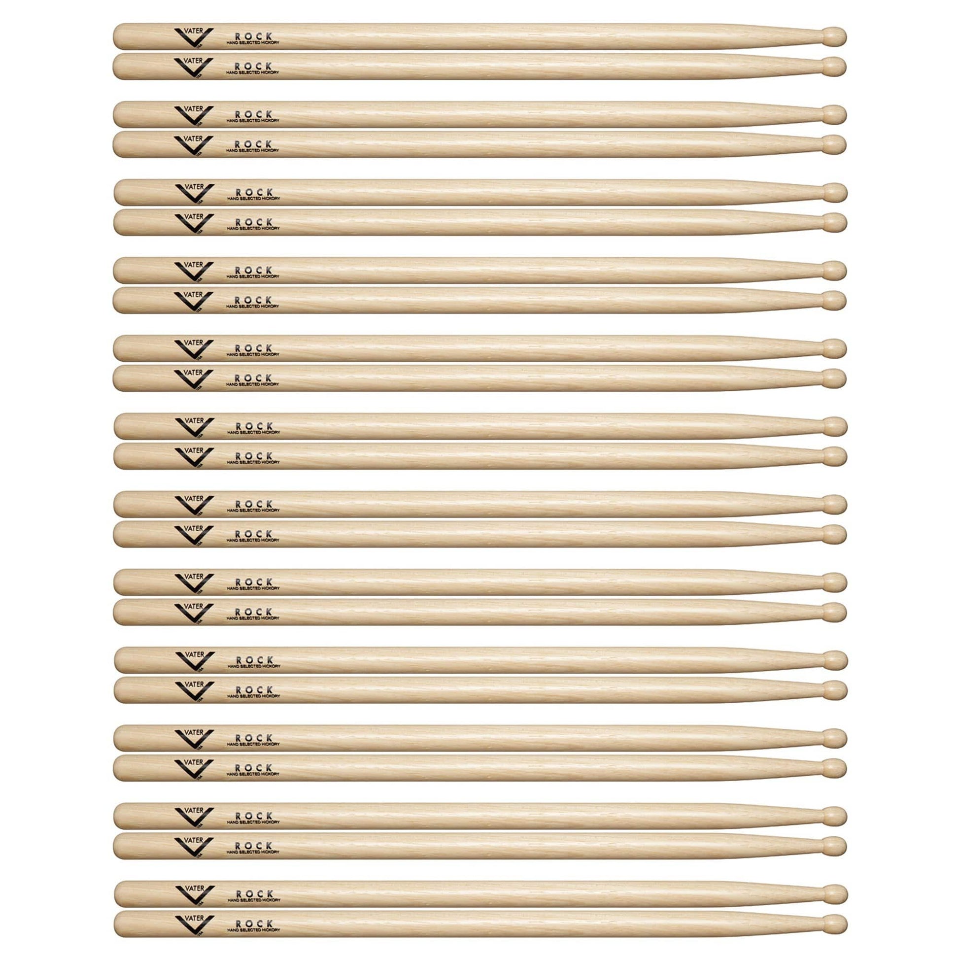 Vater Hickory Rock Wood Tip Drum Sticks (12 Pair Bundle) Drums and Percussion / Parts and Accessories / Drum Sticks and Mallets