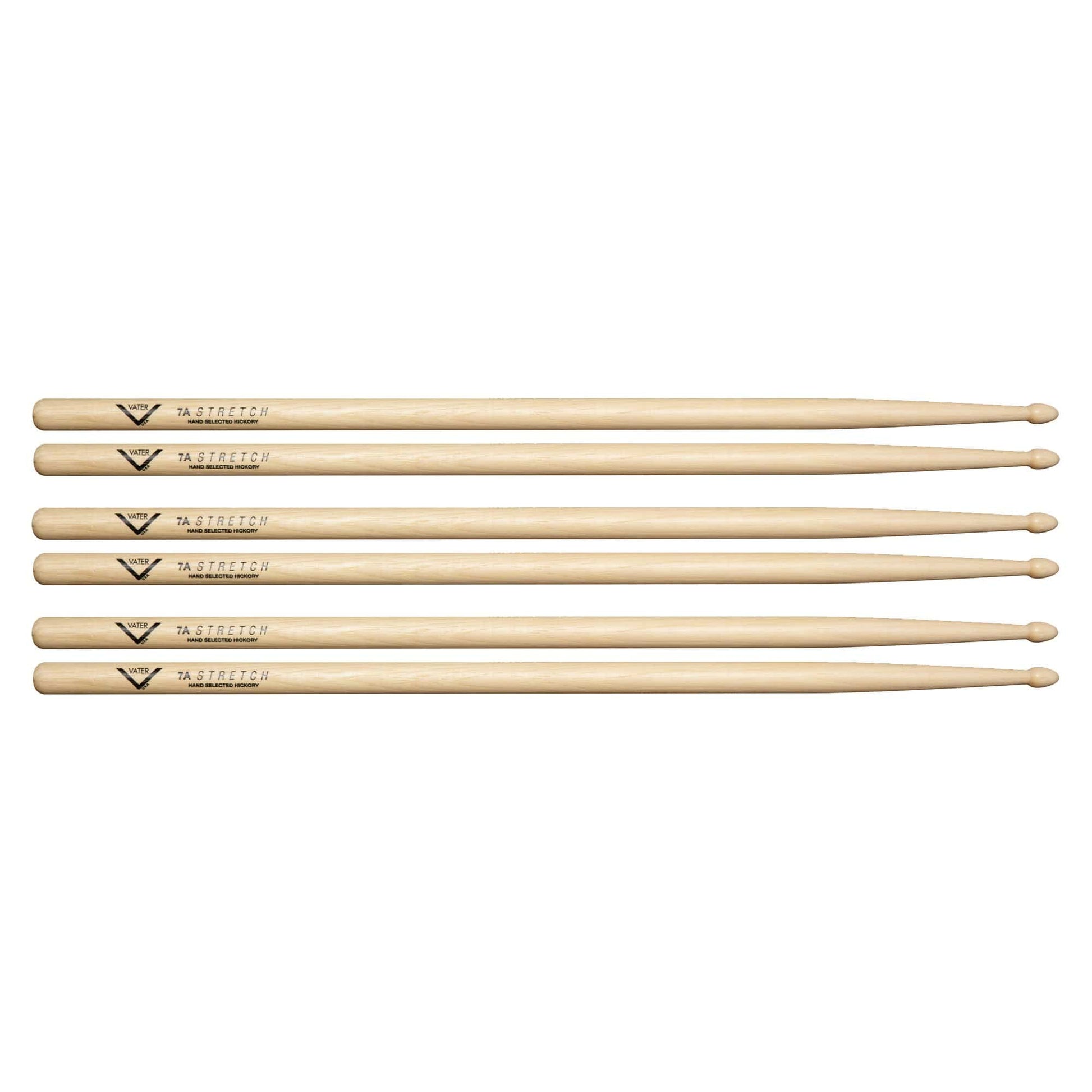Vater Hickory Stretch 7A Drum Sticks (3 Pair Bundle) Drums and Percussion / Parts and Accessories / Drum Sticks and Mallets