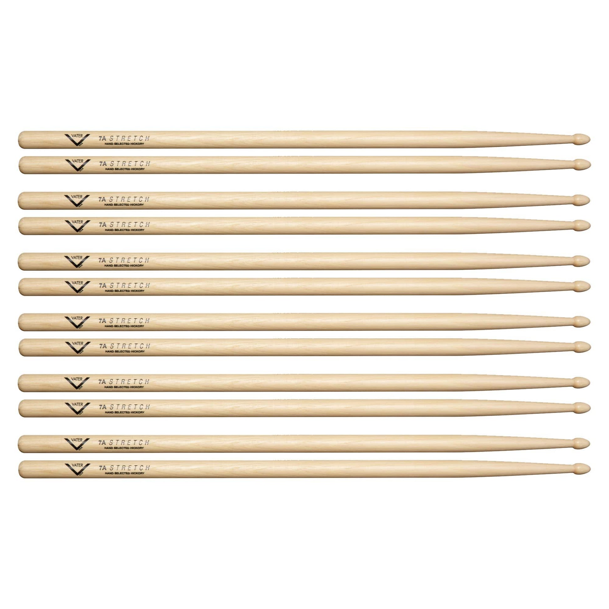 Vater Hickory Stretch 7A Drum Sticks (6 Pair Bundle) Drums and Percussion / Parts and Accessories / Drum Sticks and Mallets
