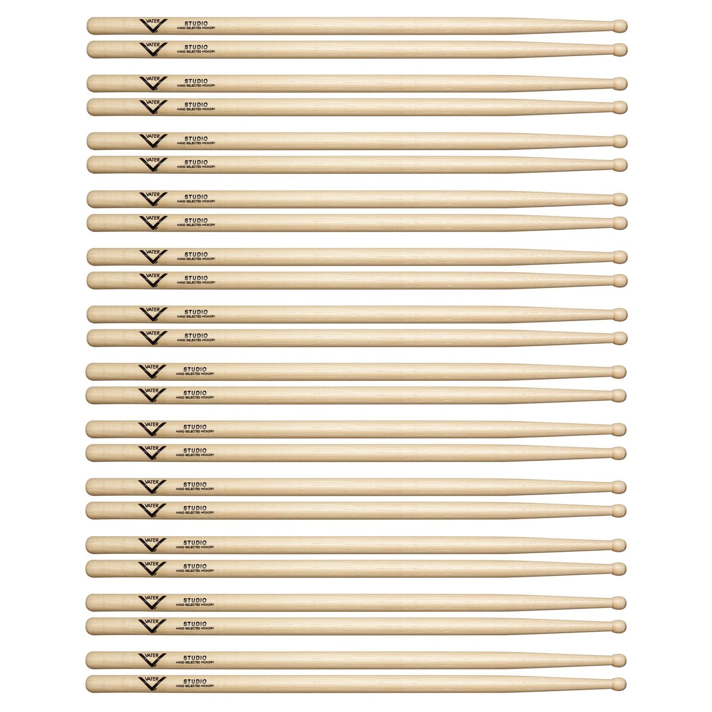 Vater Hickory Studio Wood Tip Drum Sticks (12 Pair Bundle) Drums and Percussion / Parts and Accessories / Drum Sticks and Mallets