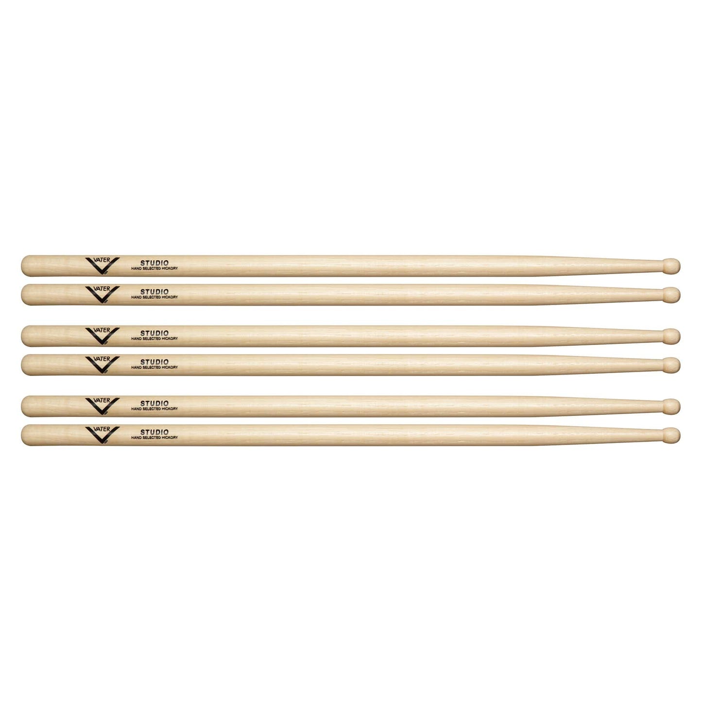 Vater Hickory Studio Wood Tip Drum Sticks (3 Pair Bundle) Drums and Percussion / Parts and Accessories / Drum Sticks and Mallets