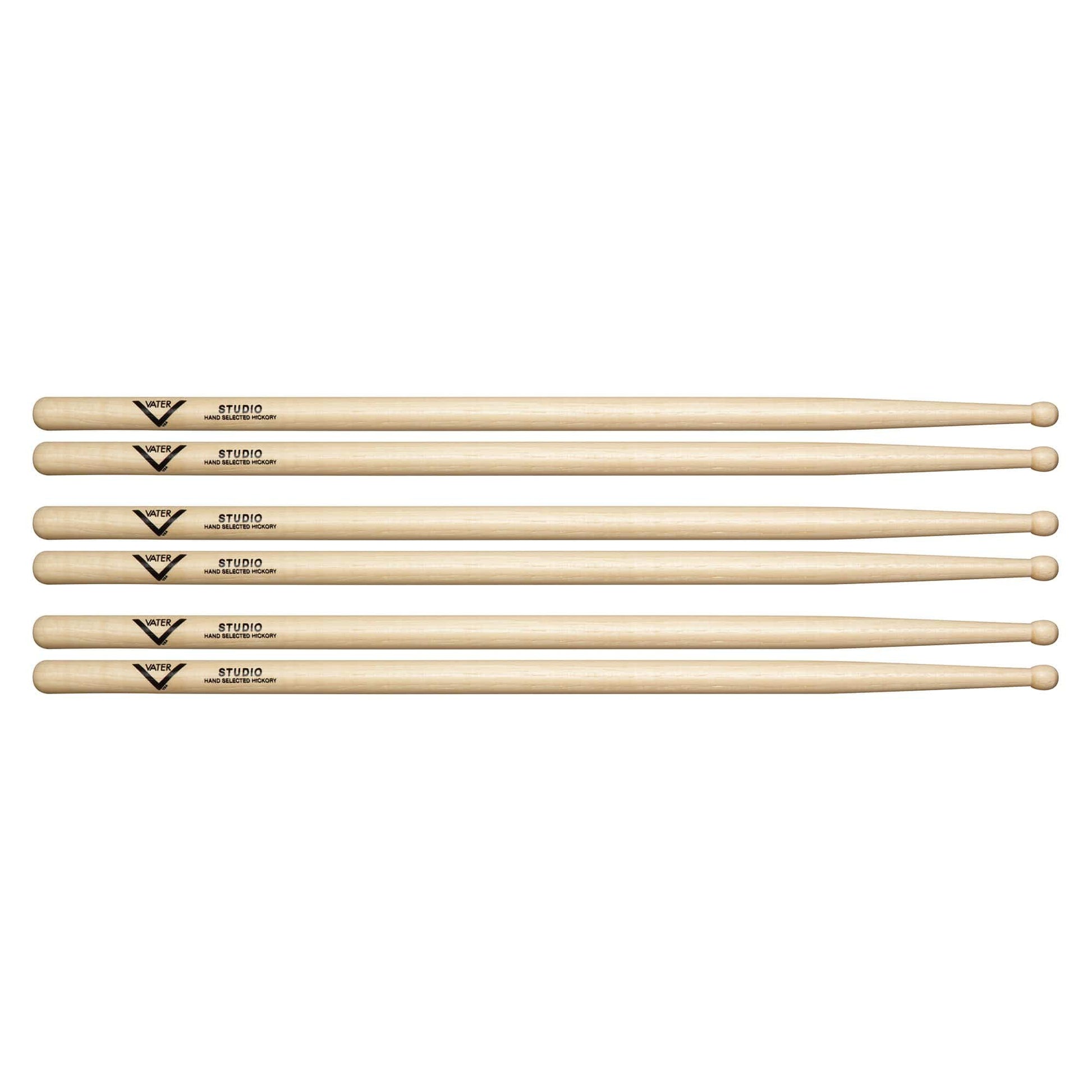 Vater Hickory Studio Wood Tip Drum Sticks (3 Pair Bundle) Drums and Percussion / Parts and Accessories / Drum Sticks and Mallets