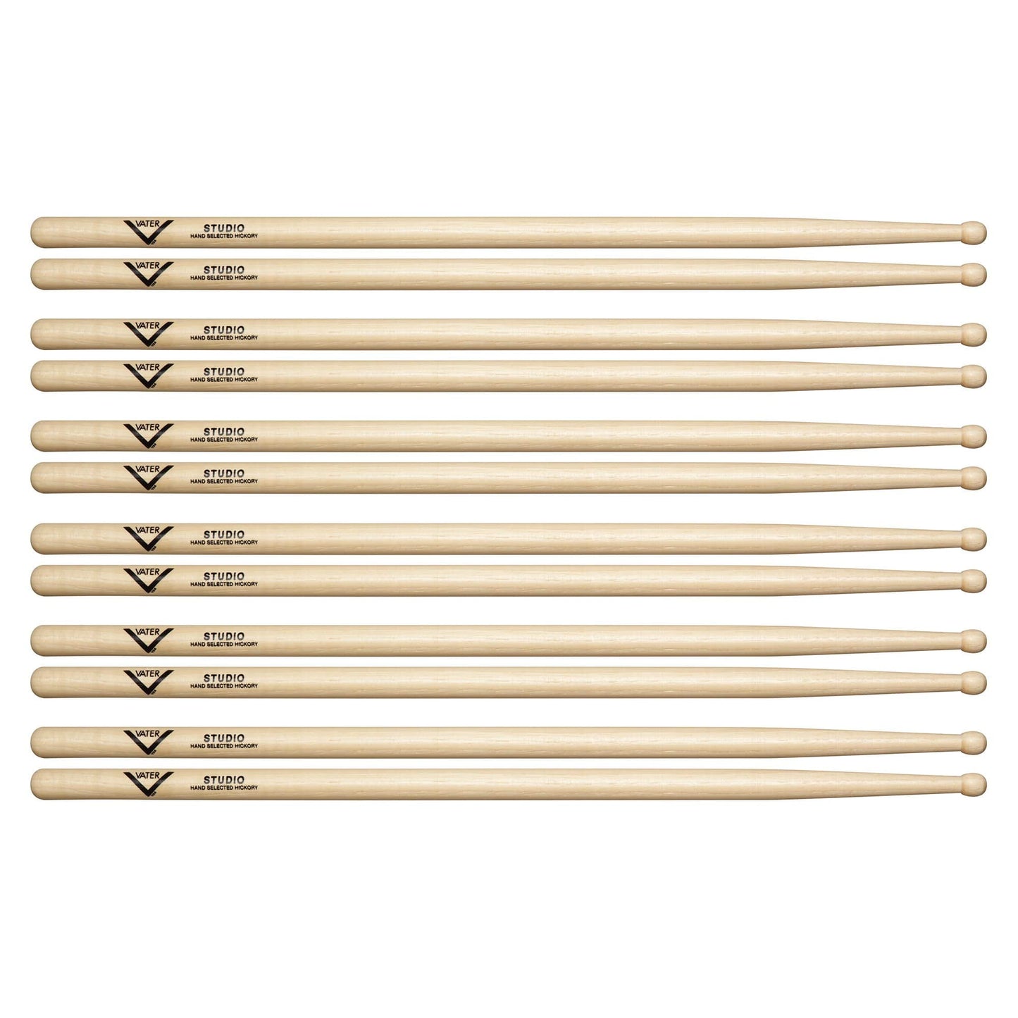 Vater Hickory Studio Wood Tip Drum Sticks (6 Pair Bundle) Drums and Percussion / Parts and Accessories / Drum Sticks and Mallets