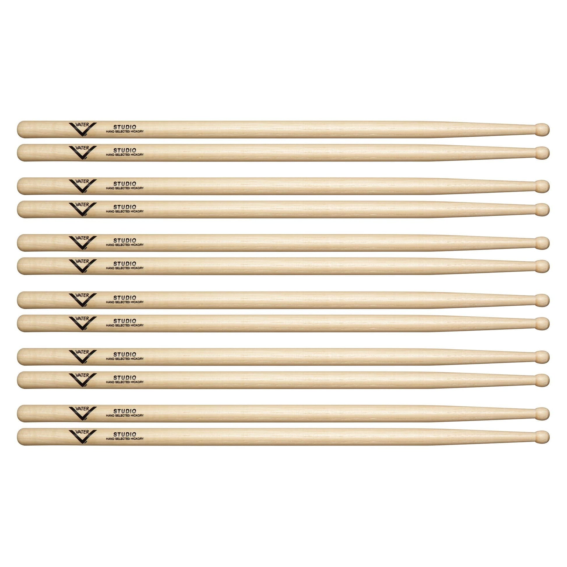 Vater Hickory Studio Wood Tip Drum Sticks (6 Pair Bundle) Drums and Percussion / Parts and Accessories / Drum Sticks and Mallets