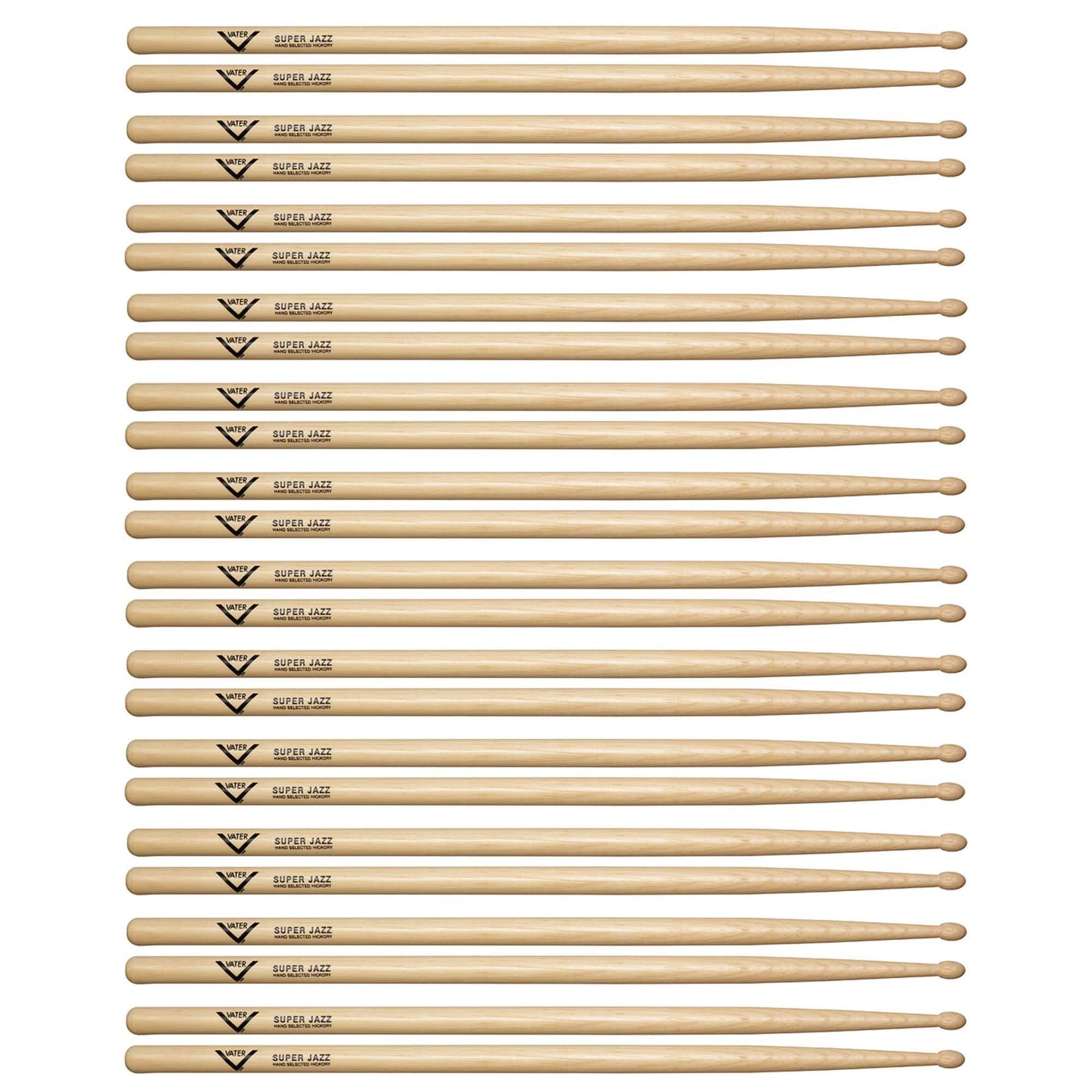 Vater Hickory Super Jazz Wood Tip Drum Sticks (12 Pair Bundle) Drums and Percussion / Parts and Accessories / Drum Sticks and Mallets