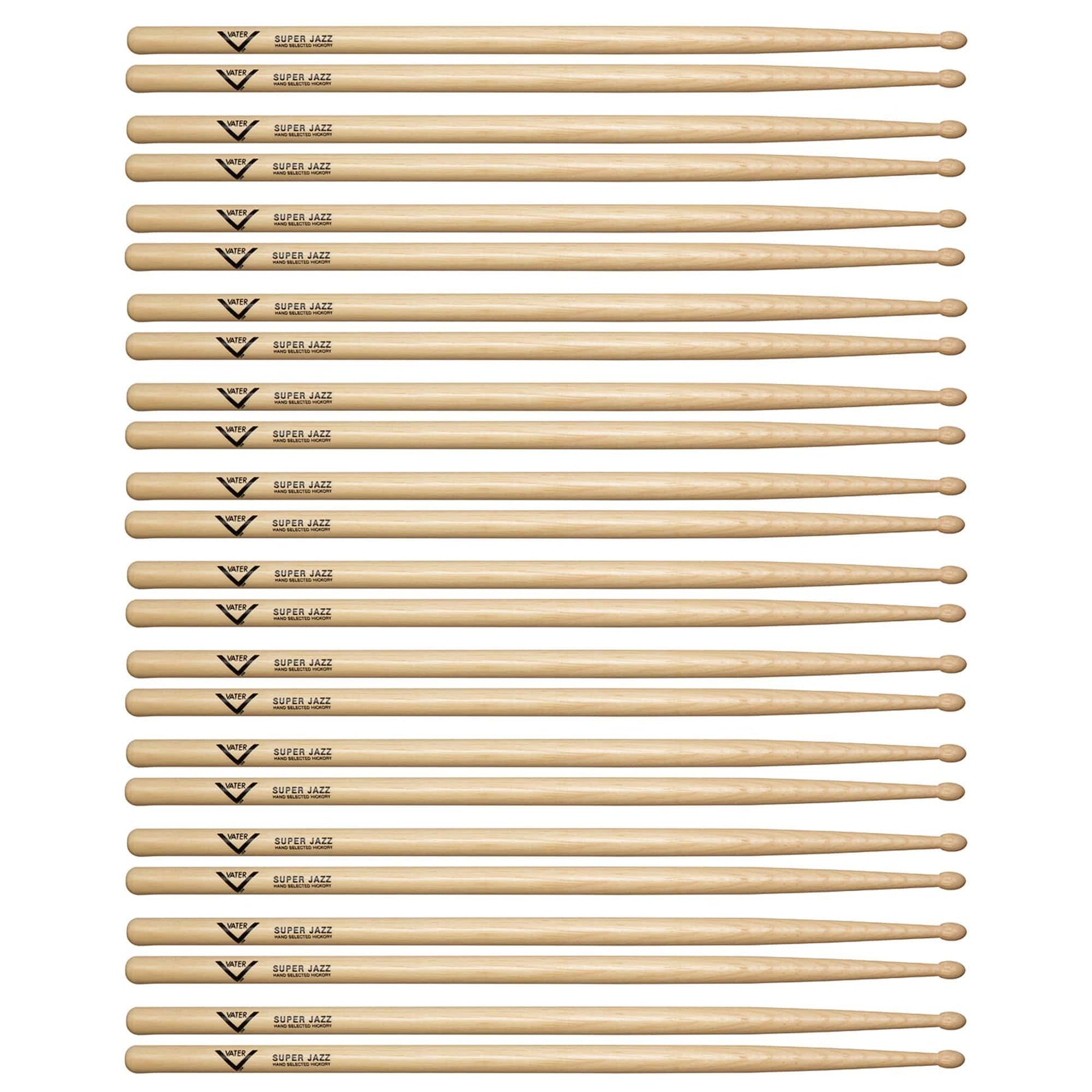 Vater Hickory Super Jazz Wood Tip Drum Sticks (12 Pair Bundle) Drums and Percussion / Parts and Accessories / Drum Sticks and Mallets