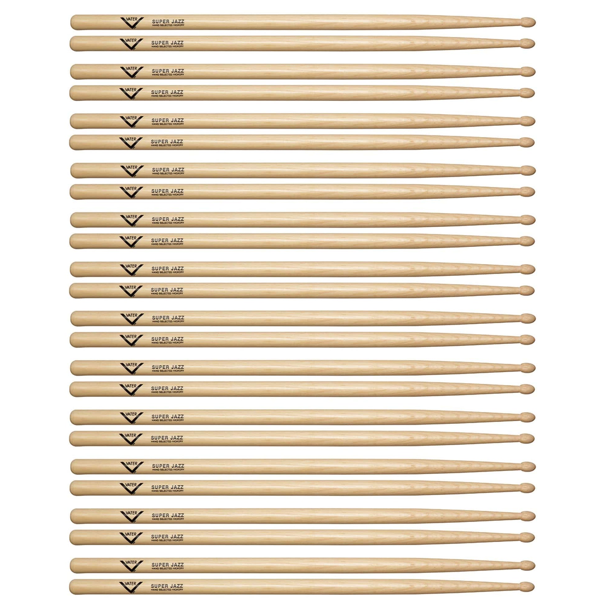 Vater Hickory Super Jazz Wood Tip Drum Sticks (12 Pair Bundle) Drums and Percussion / Parts and Accessories / Drum Sticks and Mallets