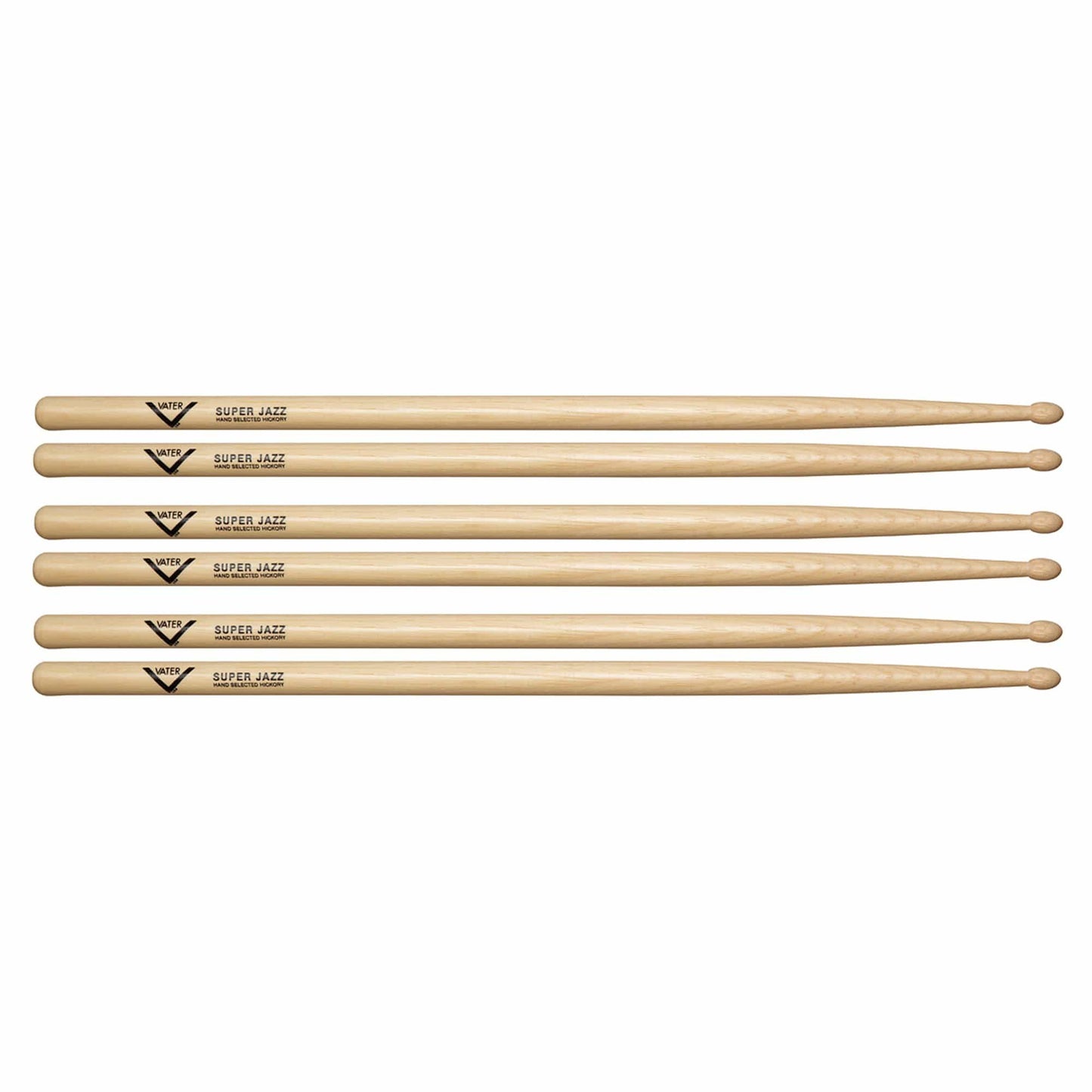 Vater Hickory Super Jazz Wood Tip Drum Sticks (3 Pair Bundle) Drums and Percussion / Parts and Accessories / Drum Sticks and Mallets