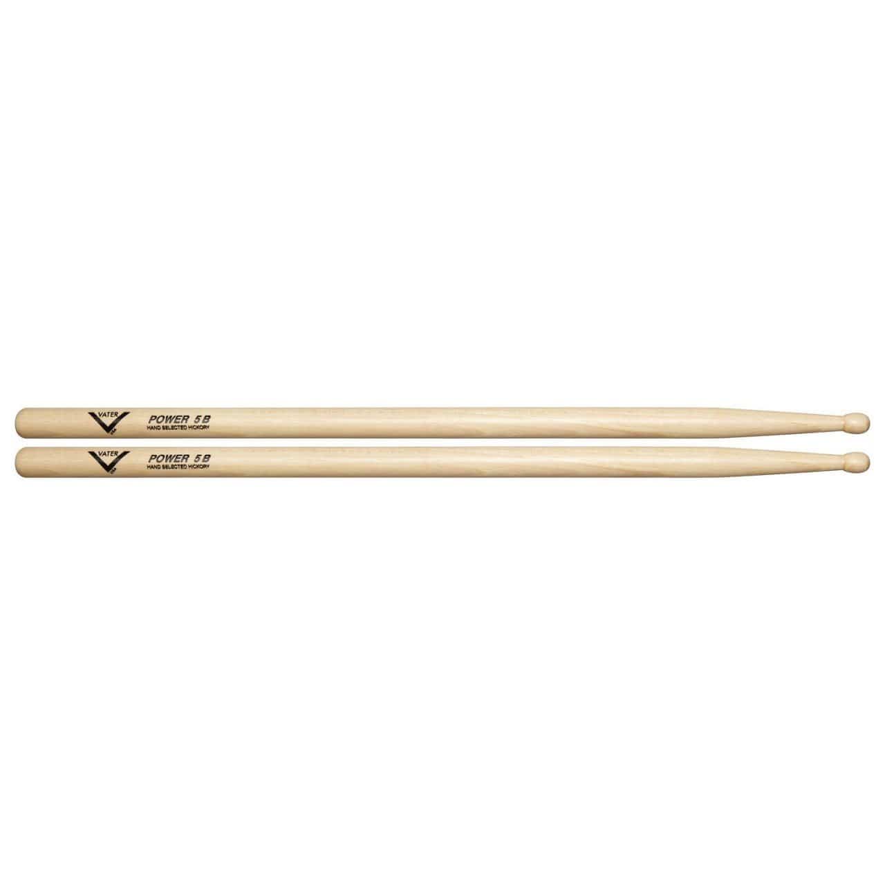 Vater Hickory Power 5B Wood Tip Drum Sticks Drums and Percussion