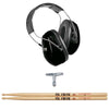 Vic Firth American Classic 5A Wood Tip Drum Sticks, Isolation Headphones and Gibraltar Standard Drum Key Bundle Accessories / Headphones