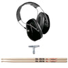 Vic Firth American Classic Extreme 5A Wood Tip Drum Sticks, Isolation Headphones and Gibraltar Standard Drum Key Bundle Accessories / Headphones