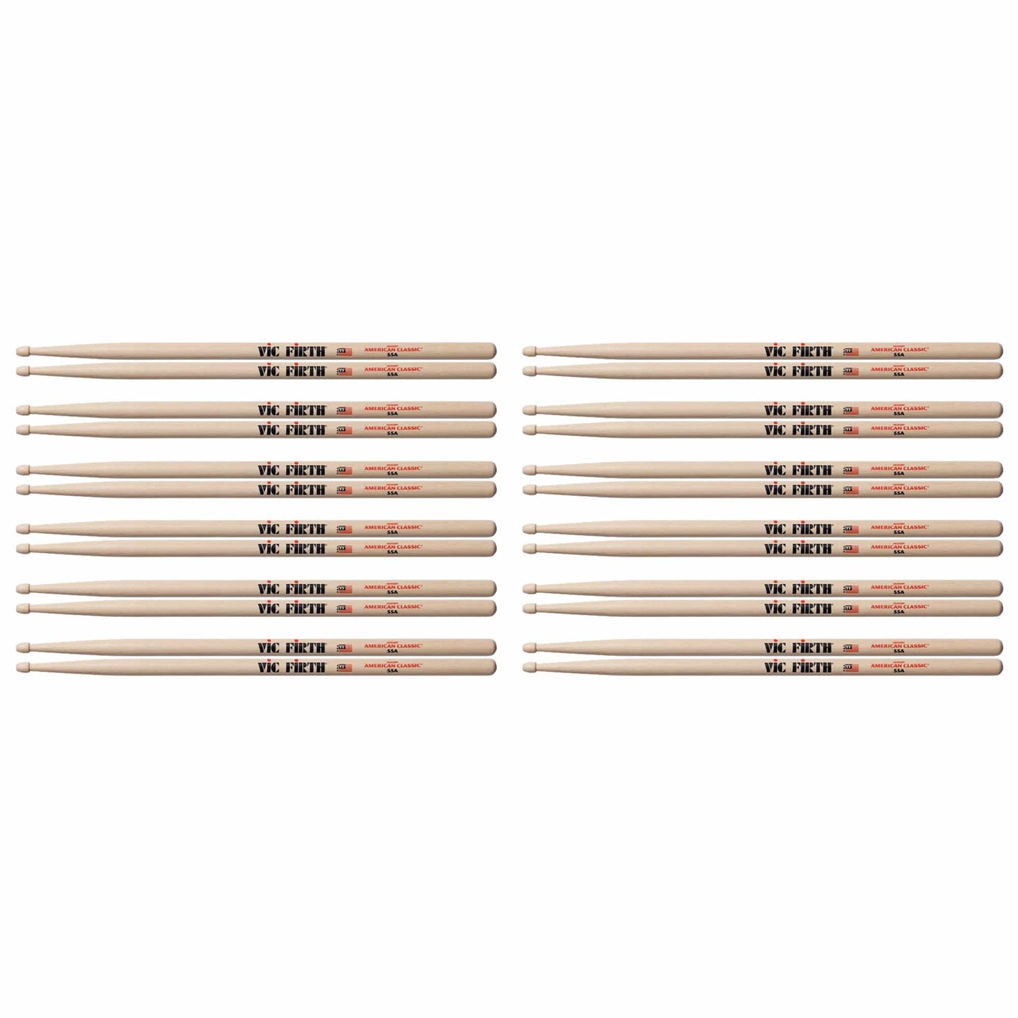 Vic Firth 55A Wood Tip Drum Sticks (12 Pair Bundle) Drums and Percussion / Parts and Accessories / Drum Sticks and Mallets