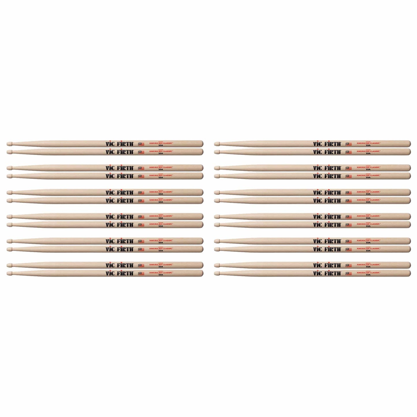 Vic Firth 55A Wood Tip Drum Sticks (12 Pair Bundle) Drums and Percussion / Parts and Accessories / Drum Sticks and Mallets