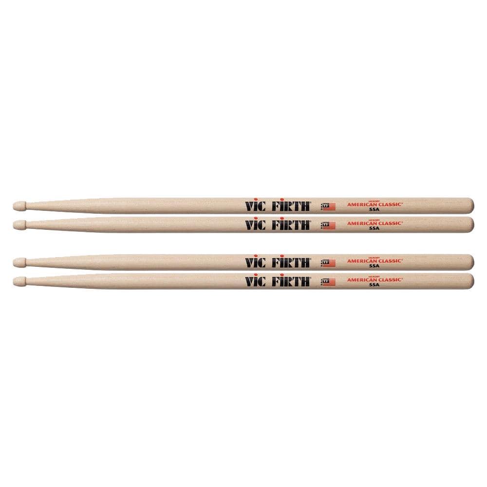 Vic Firth 55A Wood Tip Drum Sticks (2 Pair Bundle) Drums and Percussion / Parts and Accessories / Drum Sticks and Mallets
