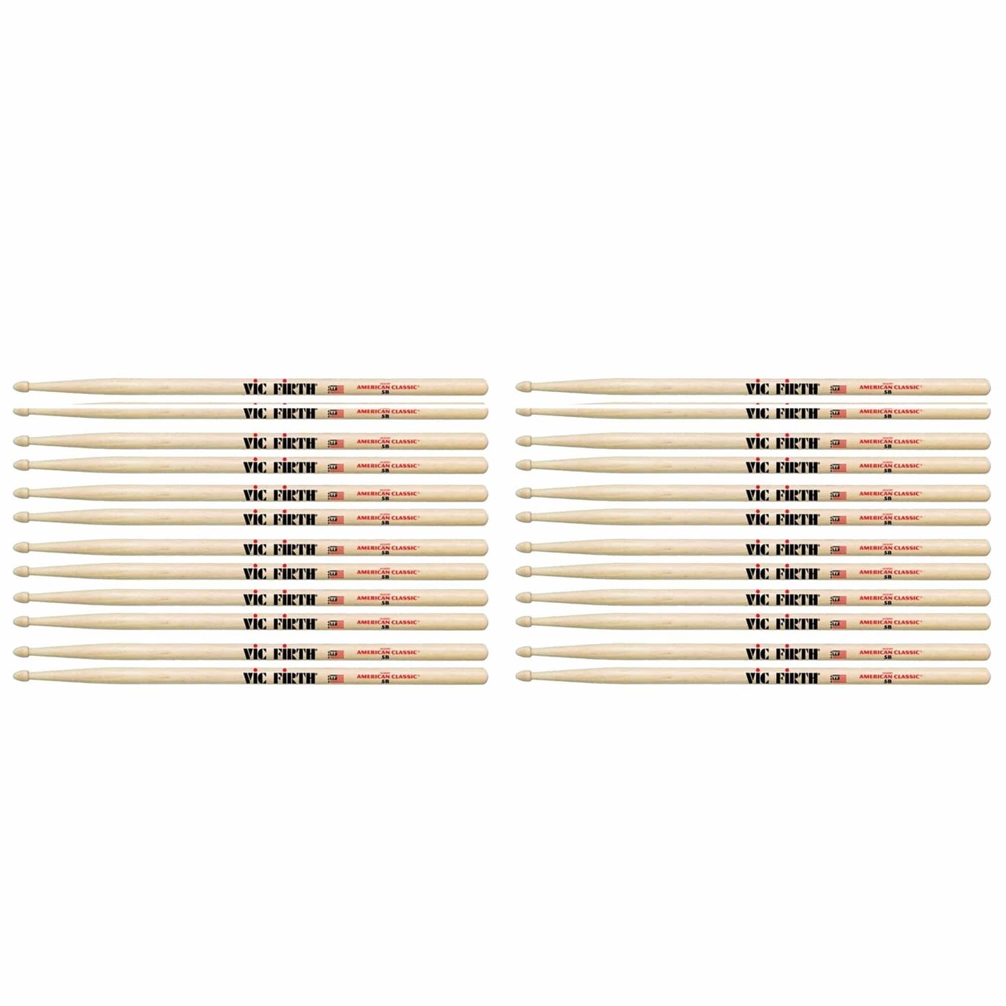 Vic Firth 5B Wood Tip Drum Sticks (12 Pair Bundle) Drums and Percussion / Parts and Accessories / Drum Sticks and Mallets