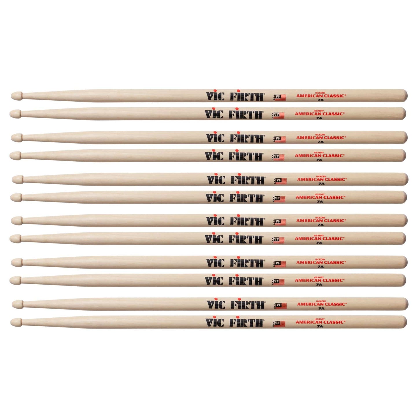 Vic Firth 7A Wood Tip Drum Sticks (6 Pair Bundle) Drums and Percussion / Parts and Accessories / Drum Sticks and Mallets