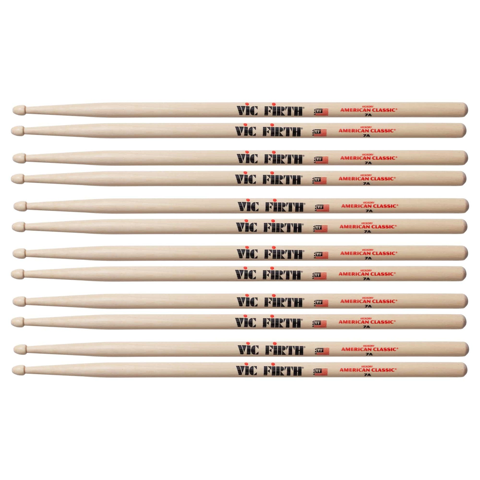 Vic Firth 7A Wood Tip Drum Sticks (6 Pair Bundle) Drums and Percussion / Parts and Accessories / Drum Sticks and Mallets