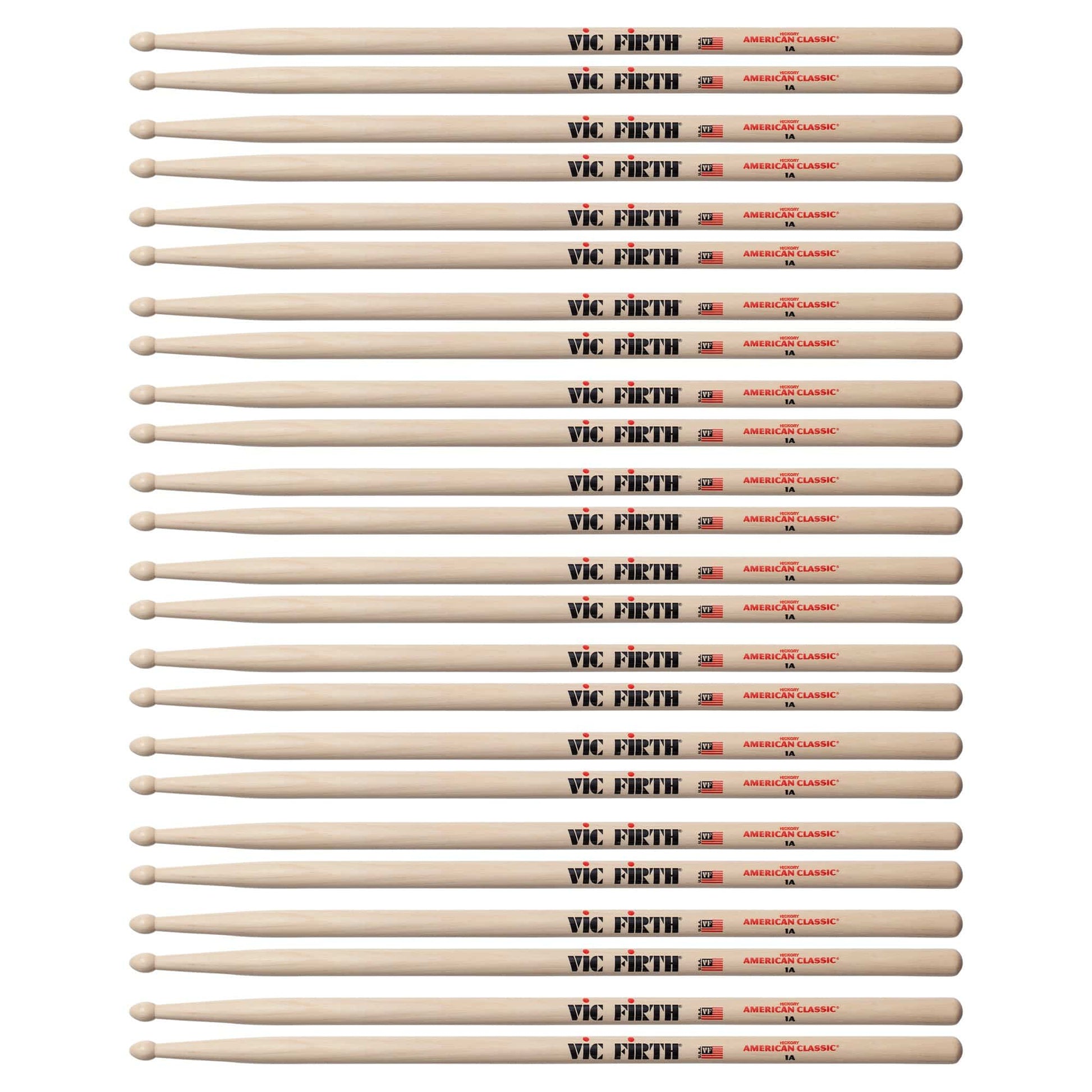 Vic Firth American Classic 1A Wood Tip Drum Sticks (12 Pair Bundle) Drums and Percussion / Parts and Accessories / Drum Sticks and Mallets